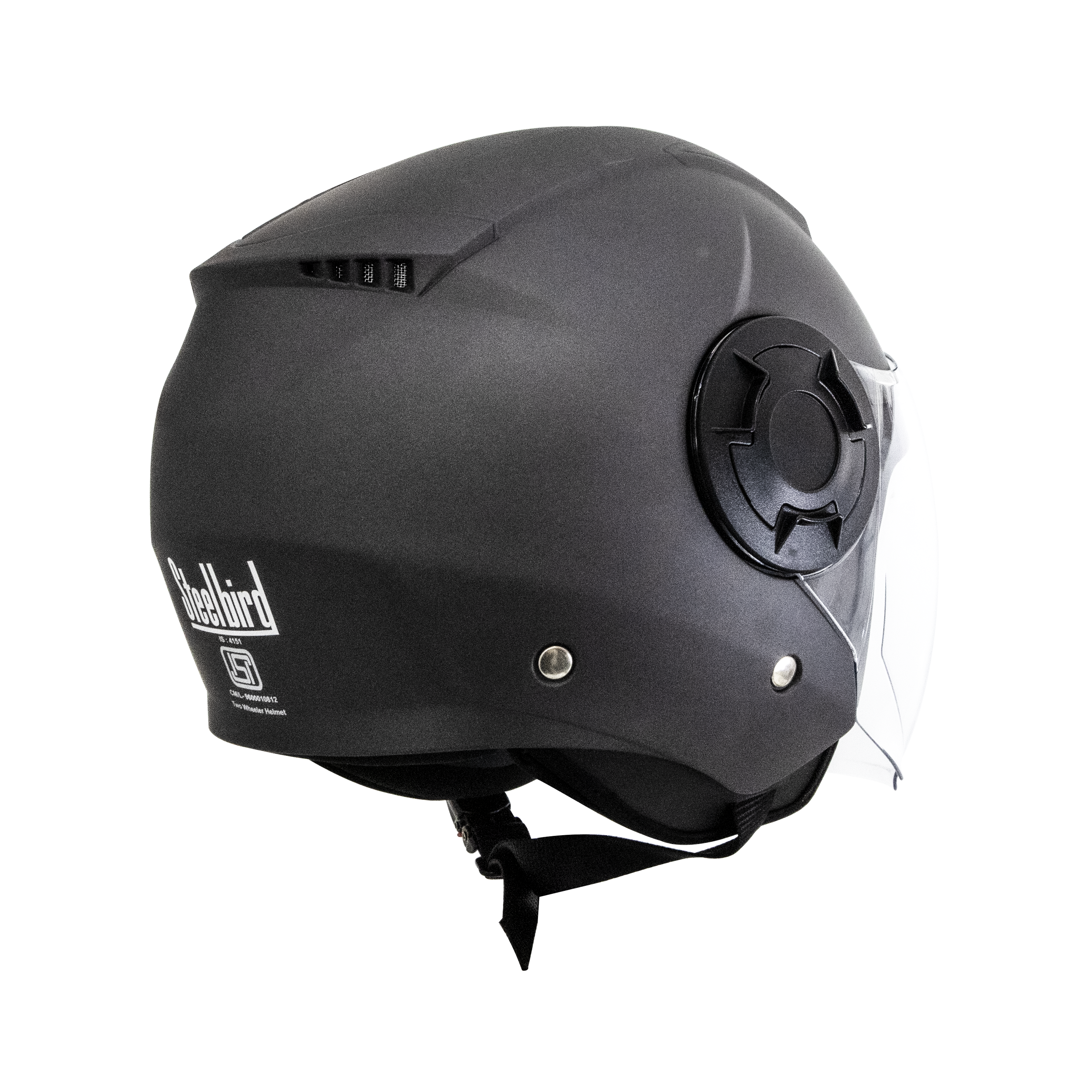 Steelbird Baron Open Face Helmet , ISI Certified Helmet (Matt H.Grey With Clear Visor)