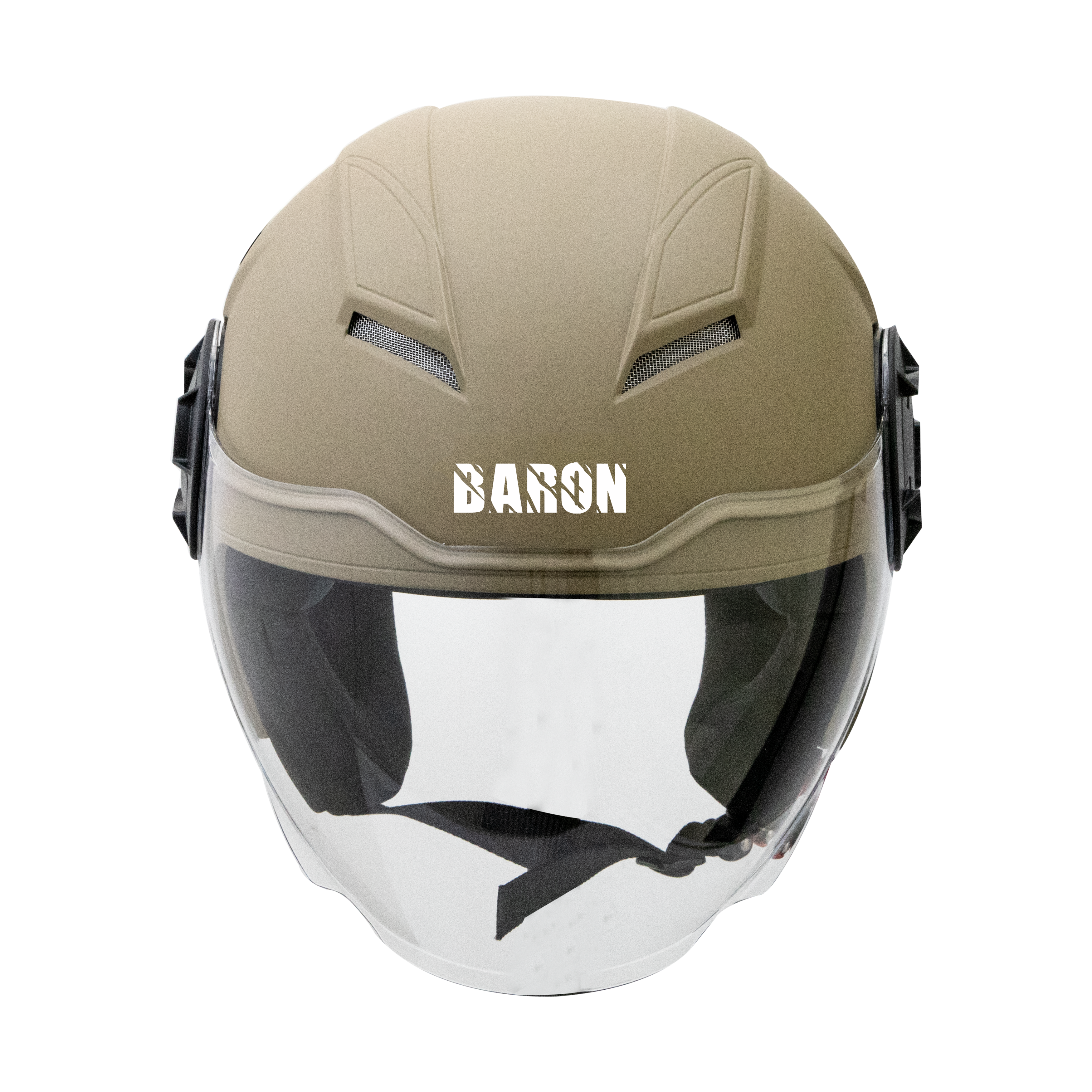 Steelbird Baron Open Face Helmet , ISI Certified Helmet (Matt Desert Storm With Clear Visor)