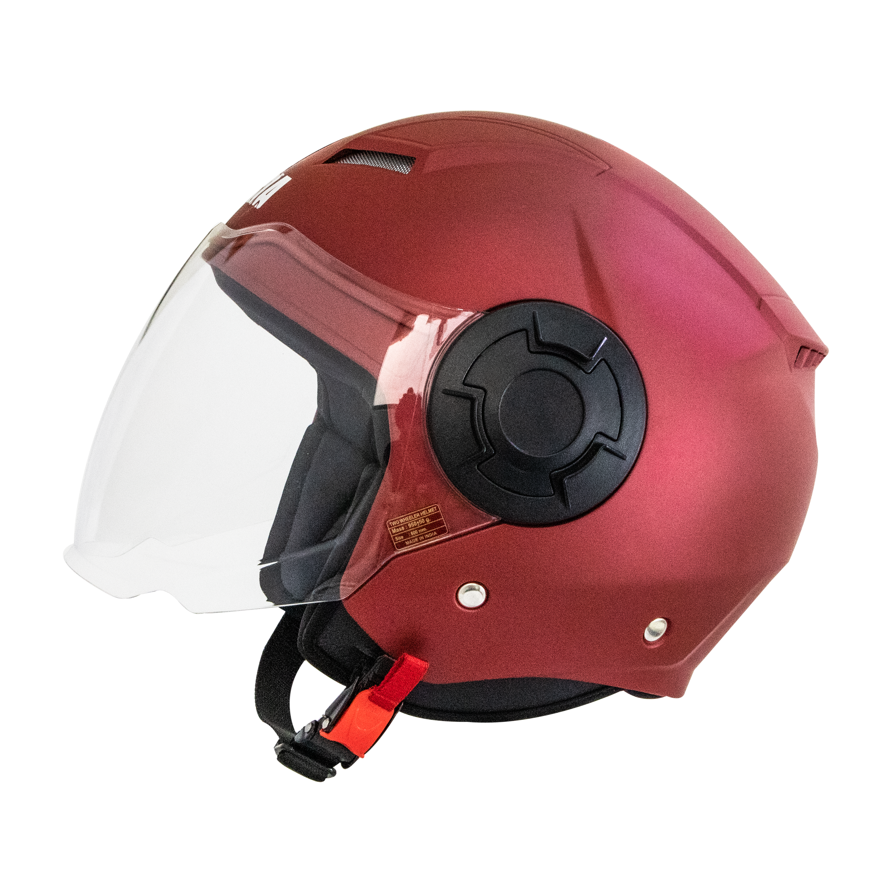 Steelbird Baron Open Face Helmet , ISI Certified Helmet (Matt Maroon With Clear Visor)