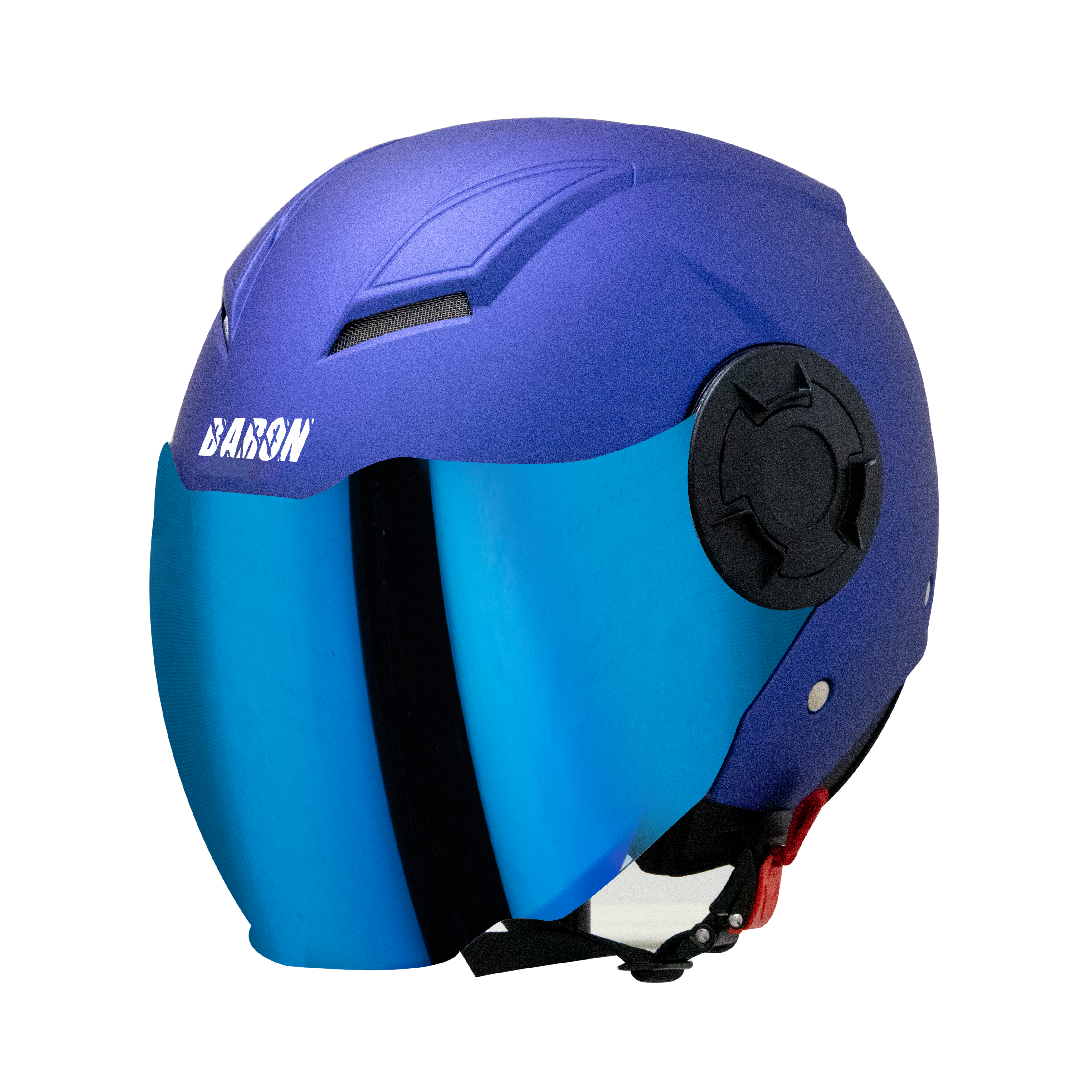 Steelbird Baron Open Face Helmet , ISI Certified Helmet (Matt Y.Blue with Chrome Blue Visor)