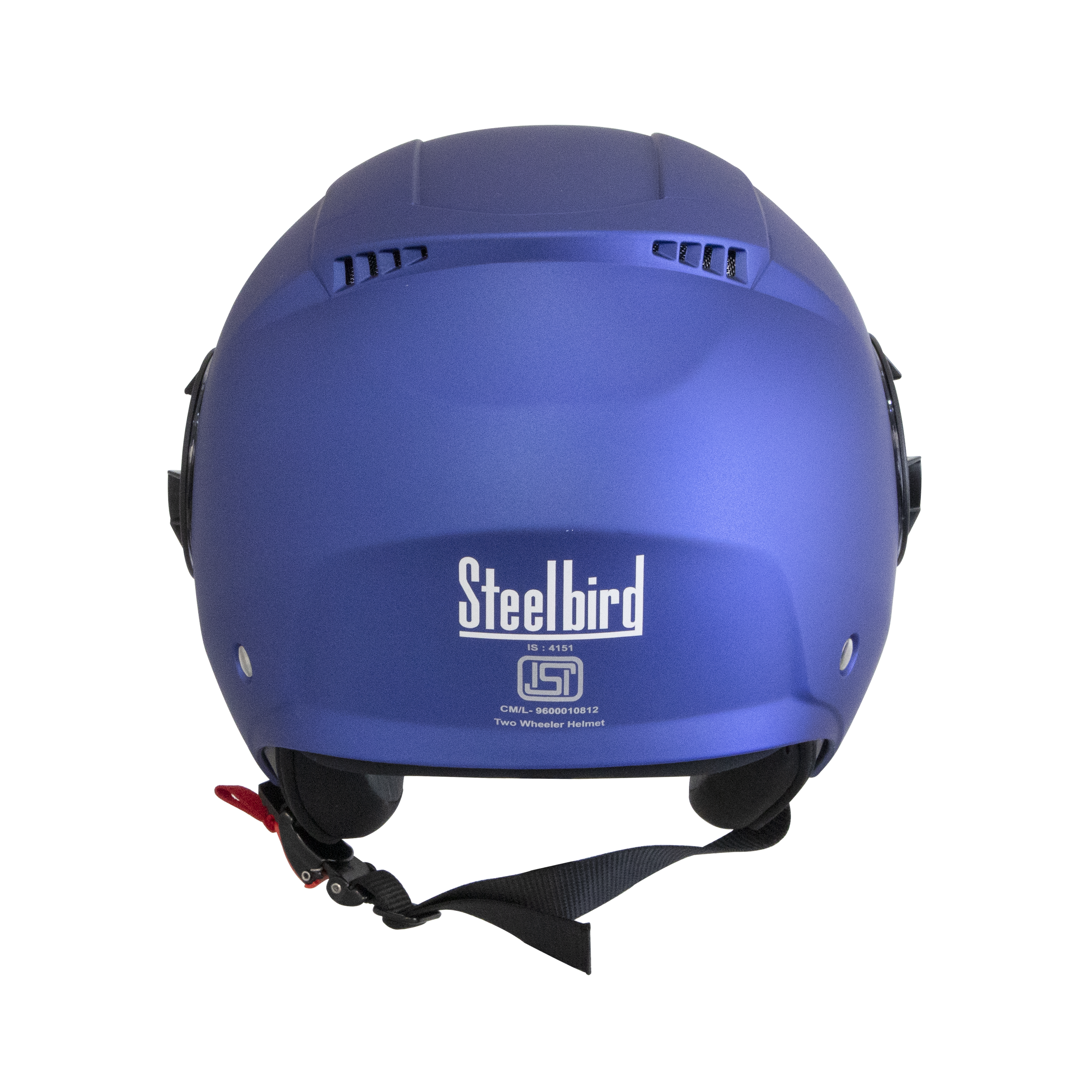 Steelbird Baron Open Face Helmet , ISI Certified Helmet (Matt Y.Blue With Chrome Blue Visor)