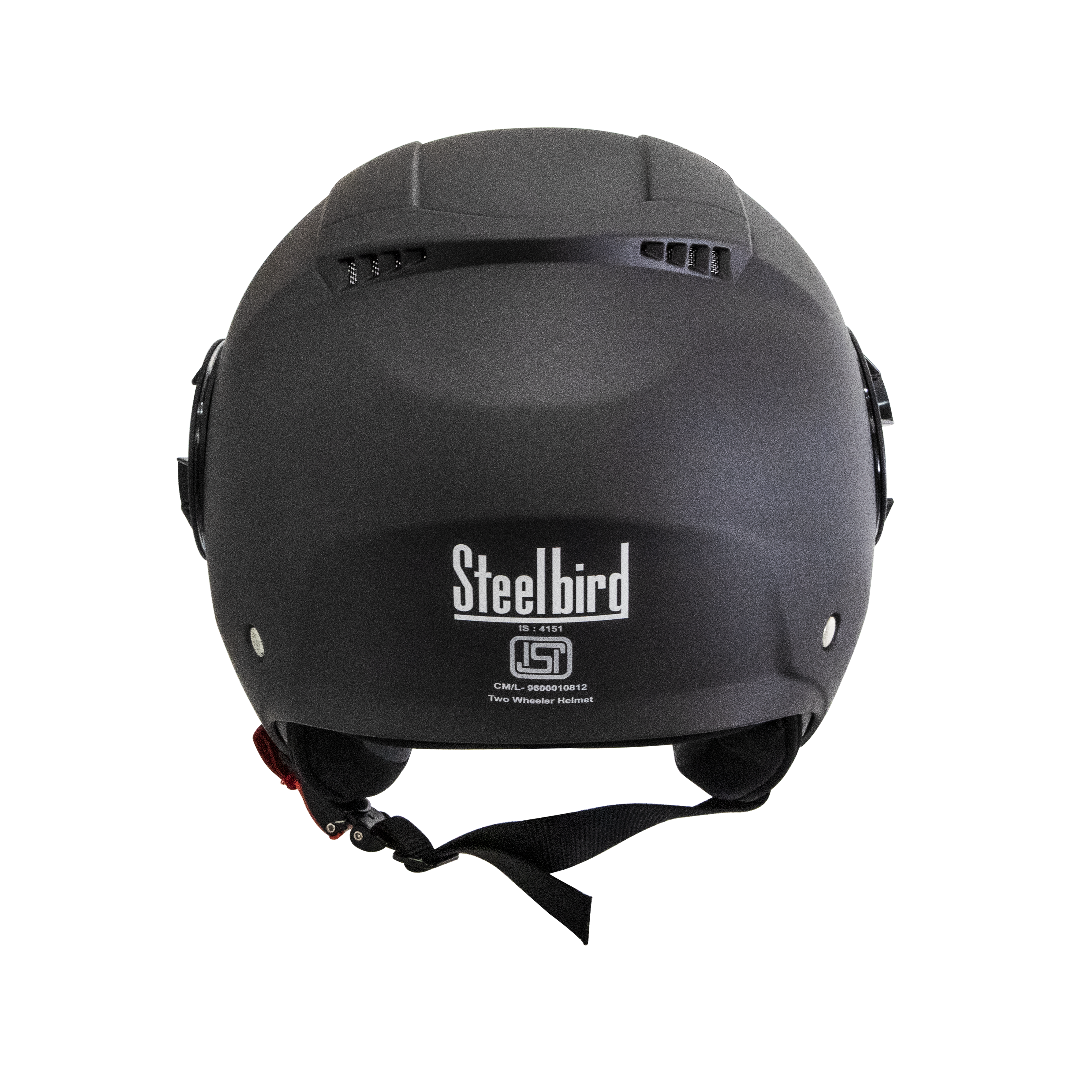 Steelbird Baron Open Face Helmet , ISI Certified Helmet (Matt H.Grey With Chrome Gold Visor)