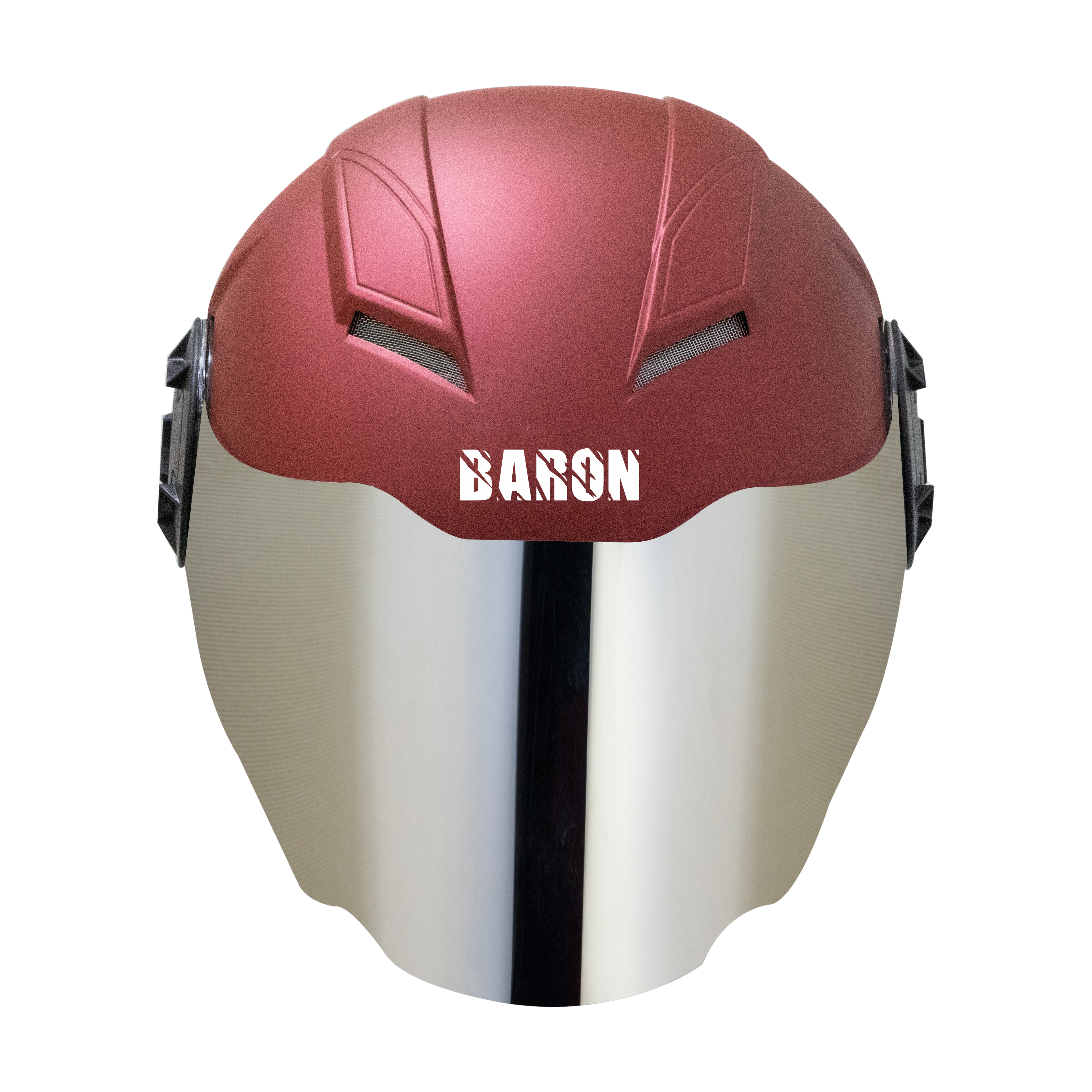Steelbird Baron Open Face Helmet , ISI Certified Helmet (Matt Maroon With Chrome Silver Visor)