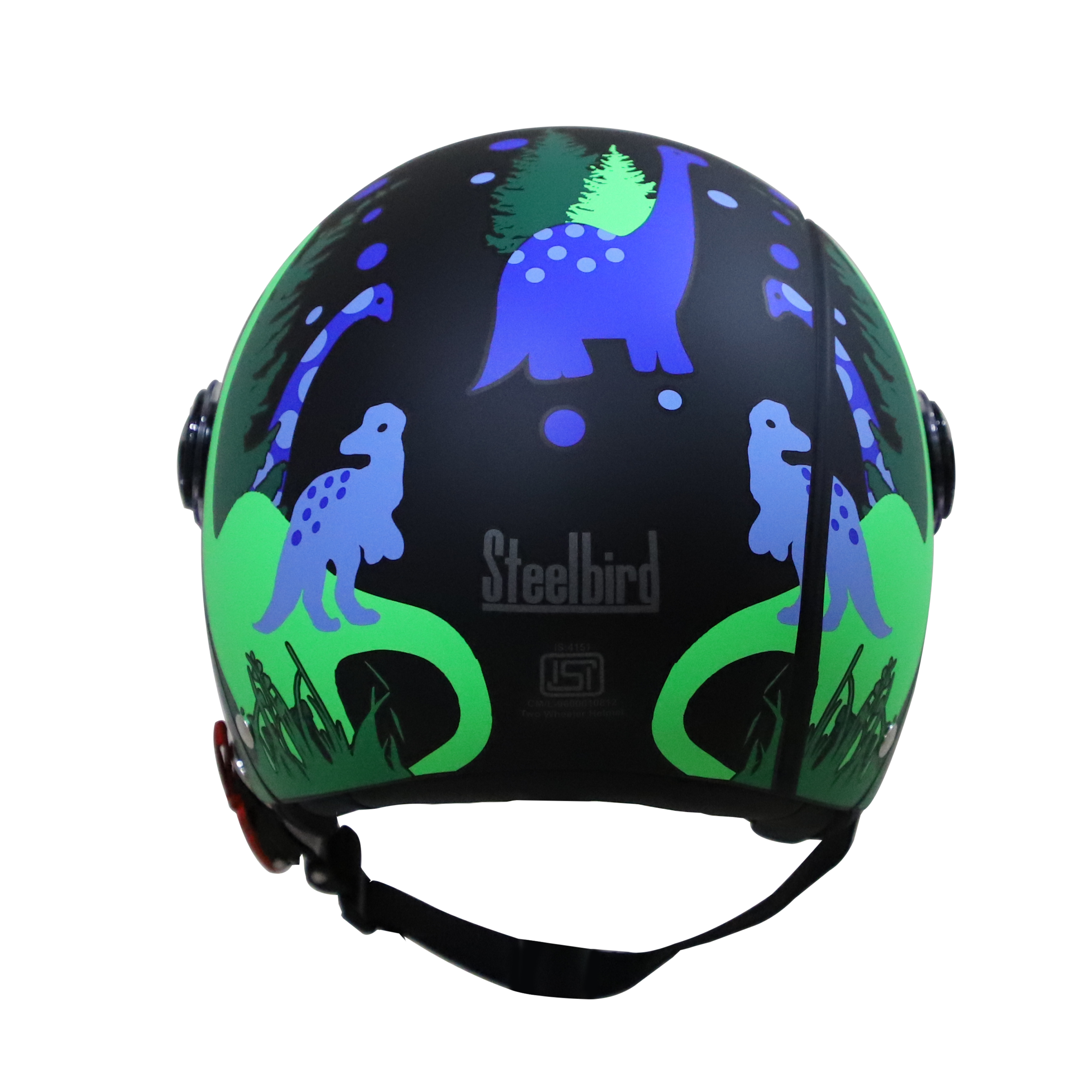 Steelbird Dino Open Face ISI Certified Helmet For Kids (Matt Black Blue With Clear Visor)
