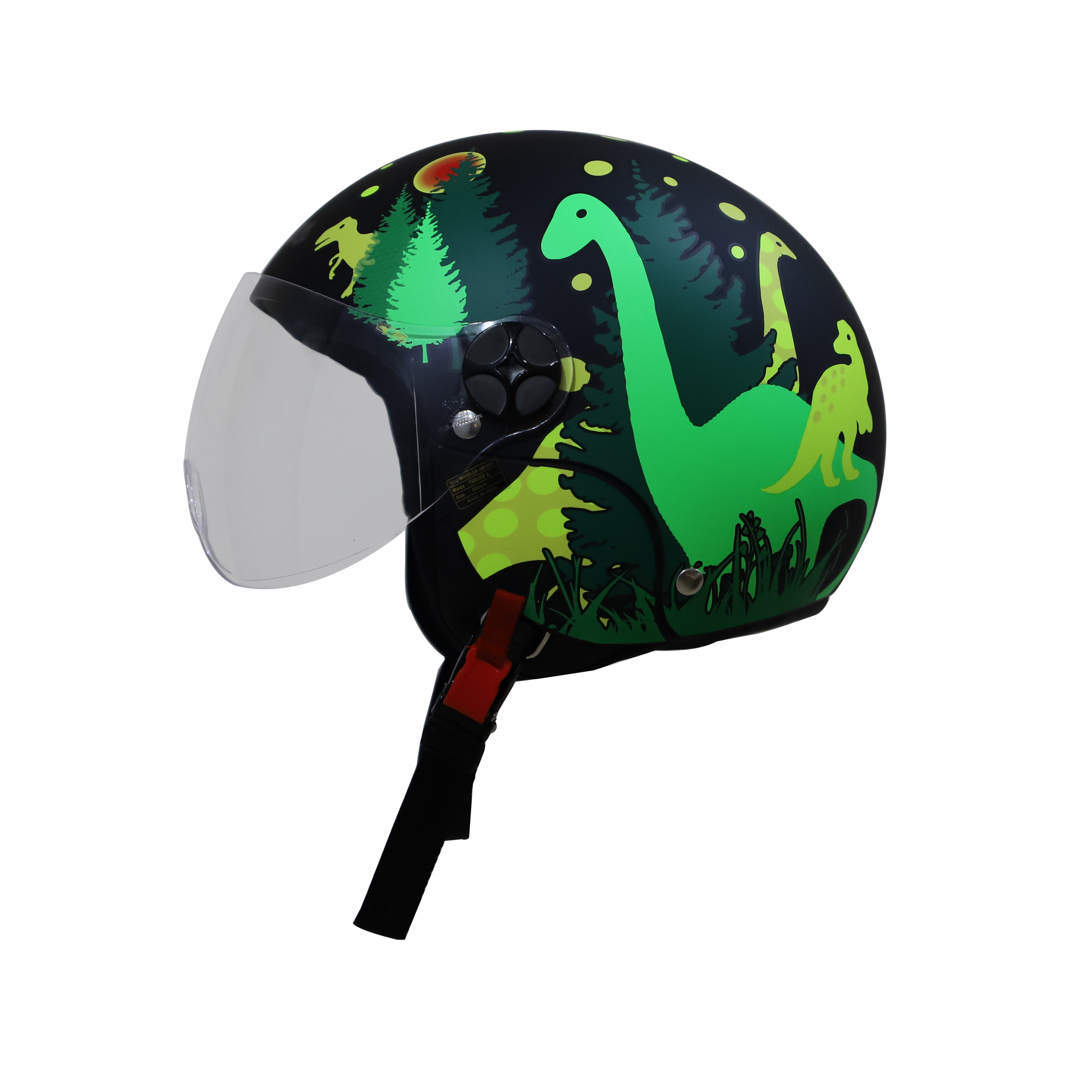 Steelbird Dino Open Face ISI Certified Helmet For Kids (Matt Black Yellow With Clear Visor)