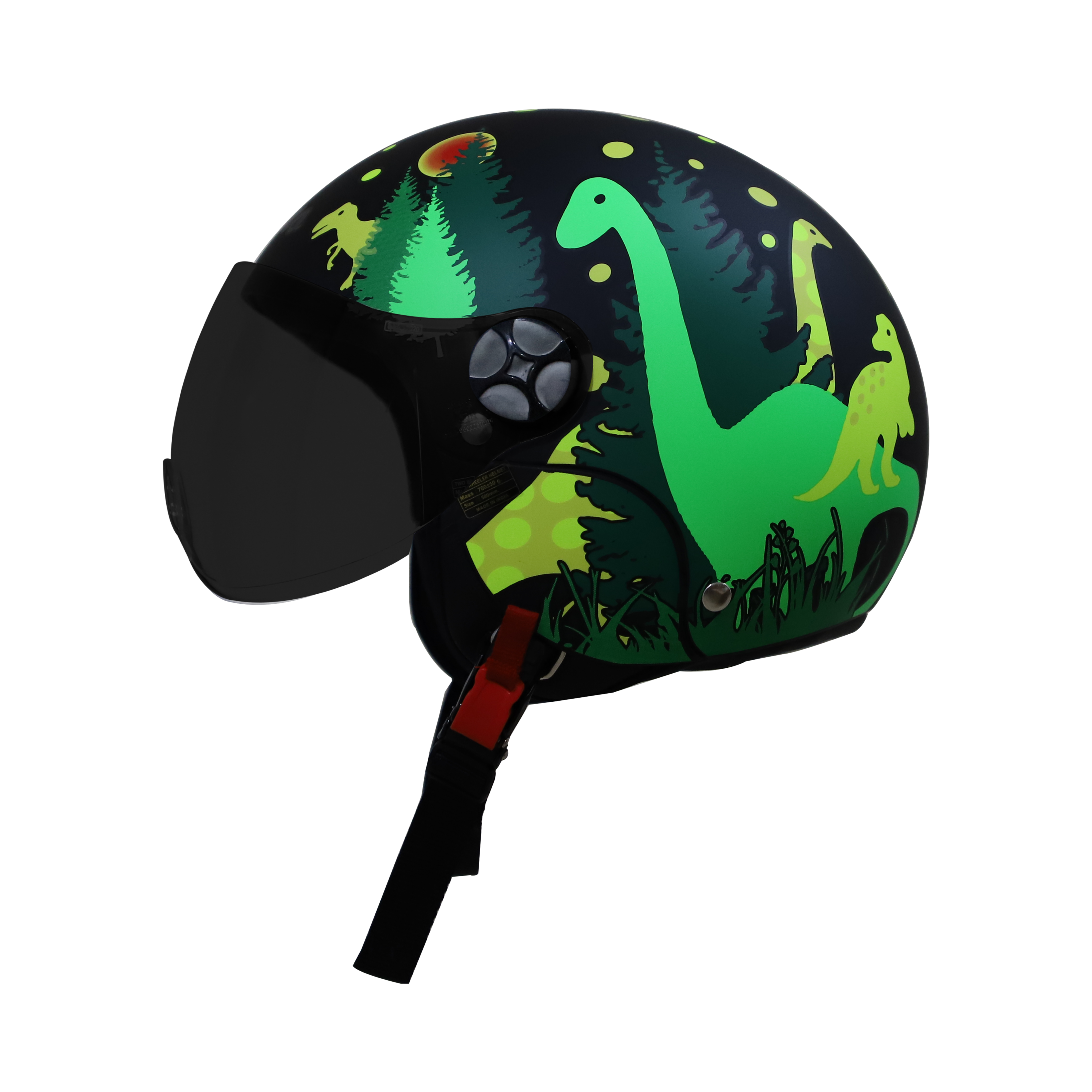 Steelbird Dino Open Face ISI Certified Helmet For Kids (Matt Black Yellow With Smoke Visor)