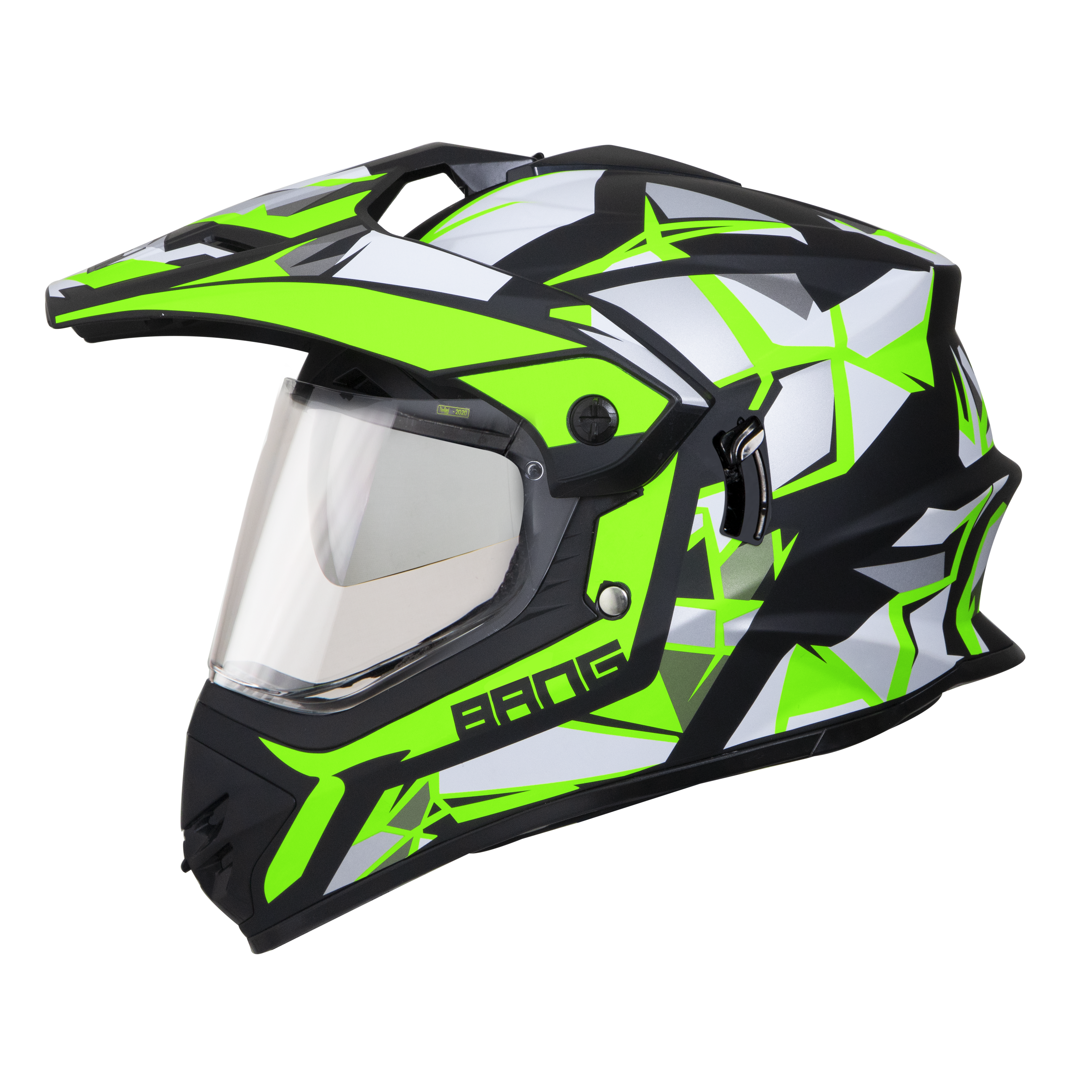 Steelbird Off Road Bang KTN ISI Certified ABS Material Shell Motocross Helmet With Inner Chrome Silver Sun Shield (Matt Black Neon)