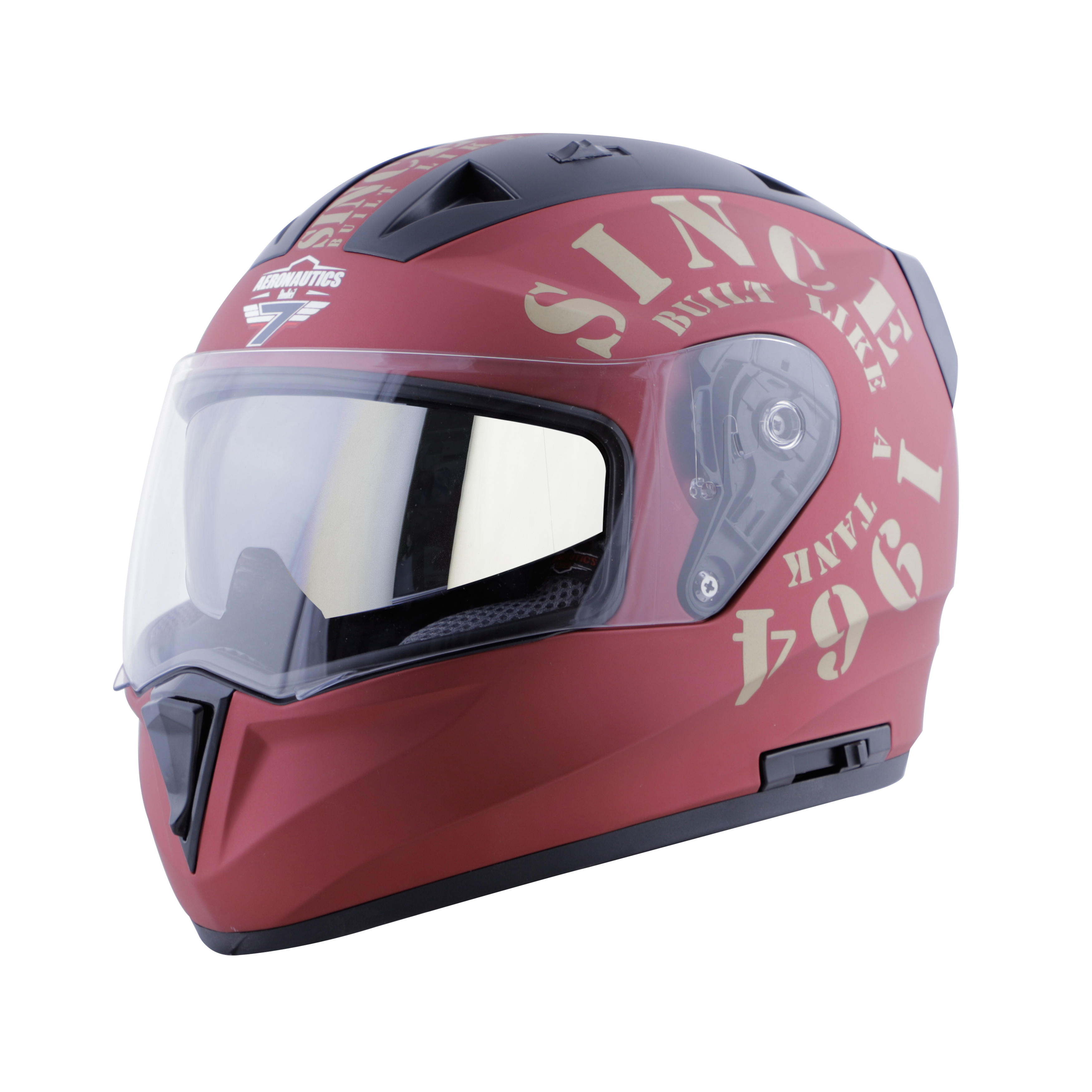 Steelbird SA-1 Aeronautics Tank ISI Certified Helmet with Chrome Silver Sun Shield (Matt Maroon Gold)