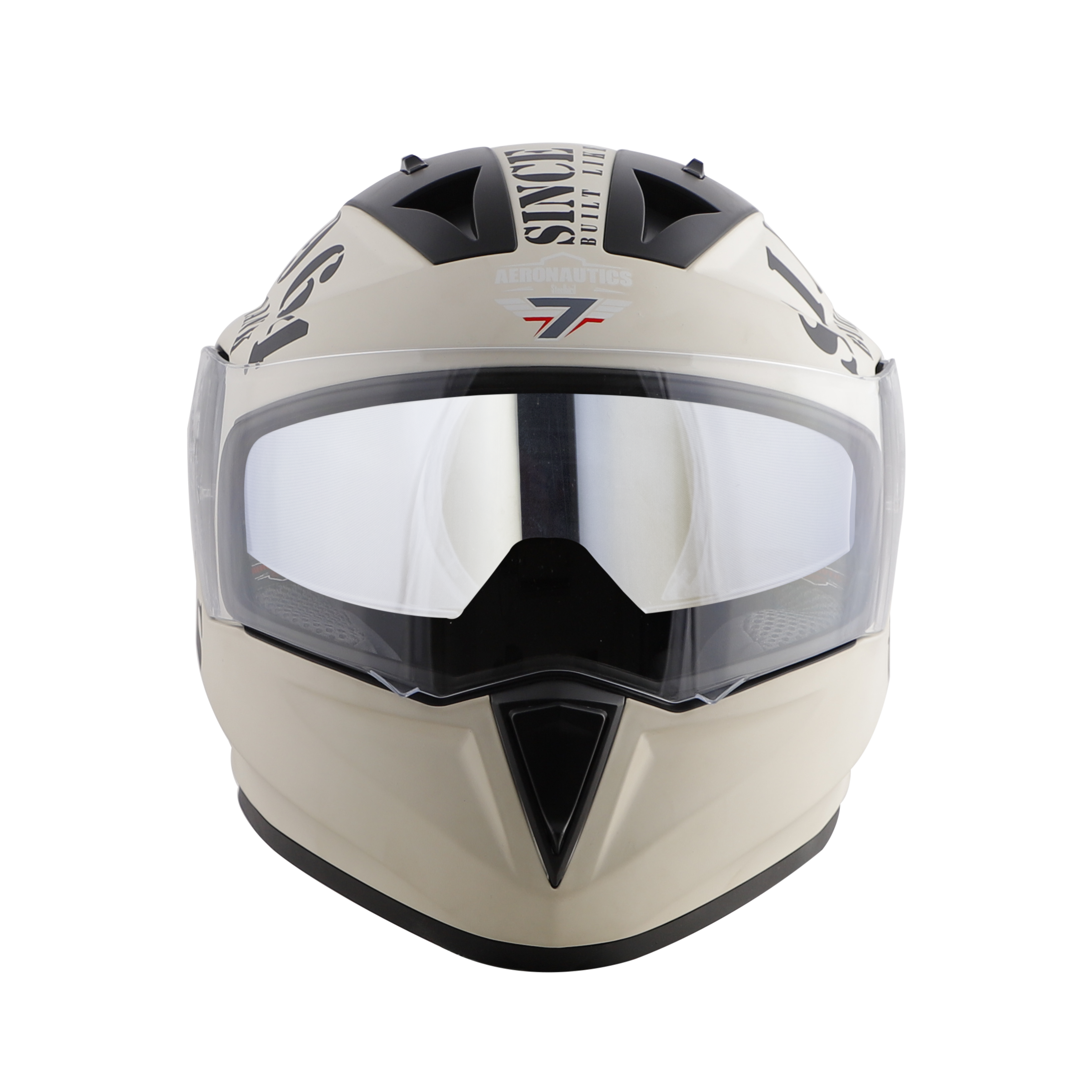 Steelbird SA-1 Aeronautics Tank ISI Certified Helmet With Chrome Silver Sun Shield (Matt Off White Black)