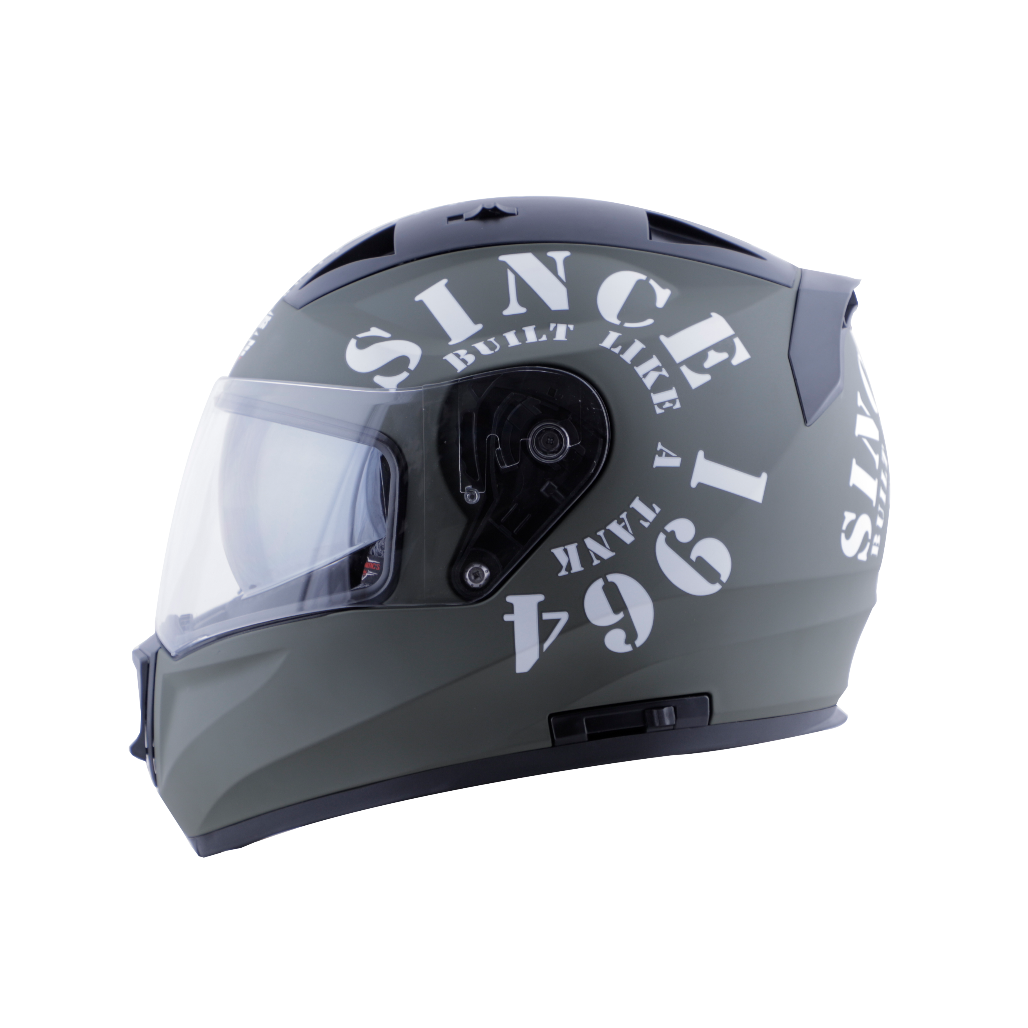 Steelbird SA-1 Aeronautics Tank ISI Certified Helmet With Chrome Silver Sun Shield (Matt Battle Green White)