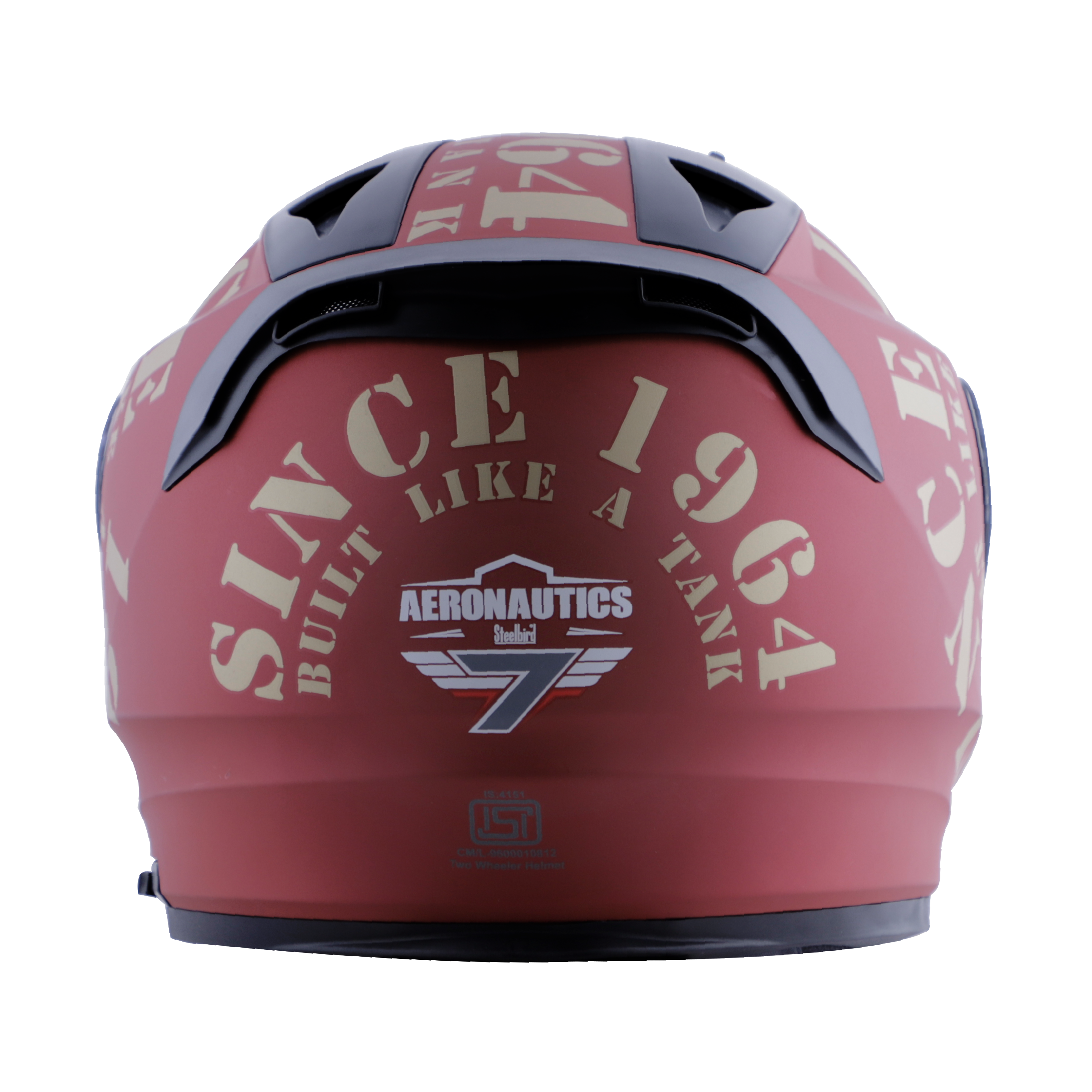 Steelbird SA-1 Aeronautics Tank Full Face ISI Certified Helmet (Matt Maroon Gold With Clear Visor)