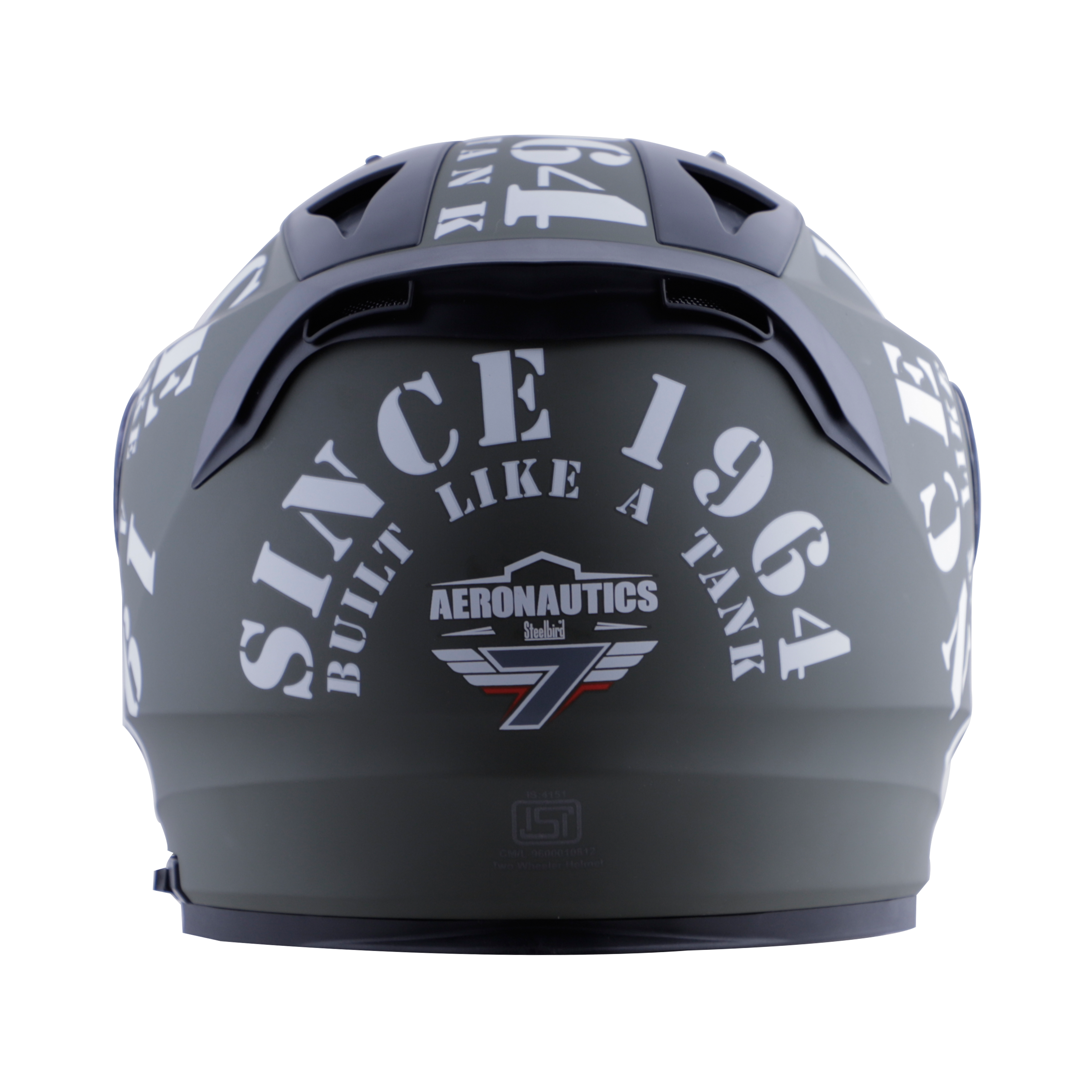 Steelbird SA-1 Aeronautics Tank Full Face ISI Certified Helmet (Matt Battle Green White With Clear Visor)