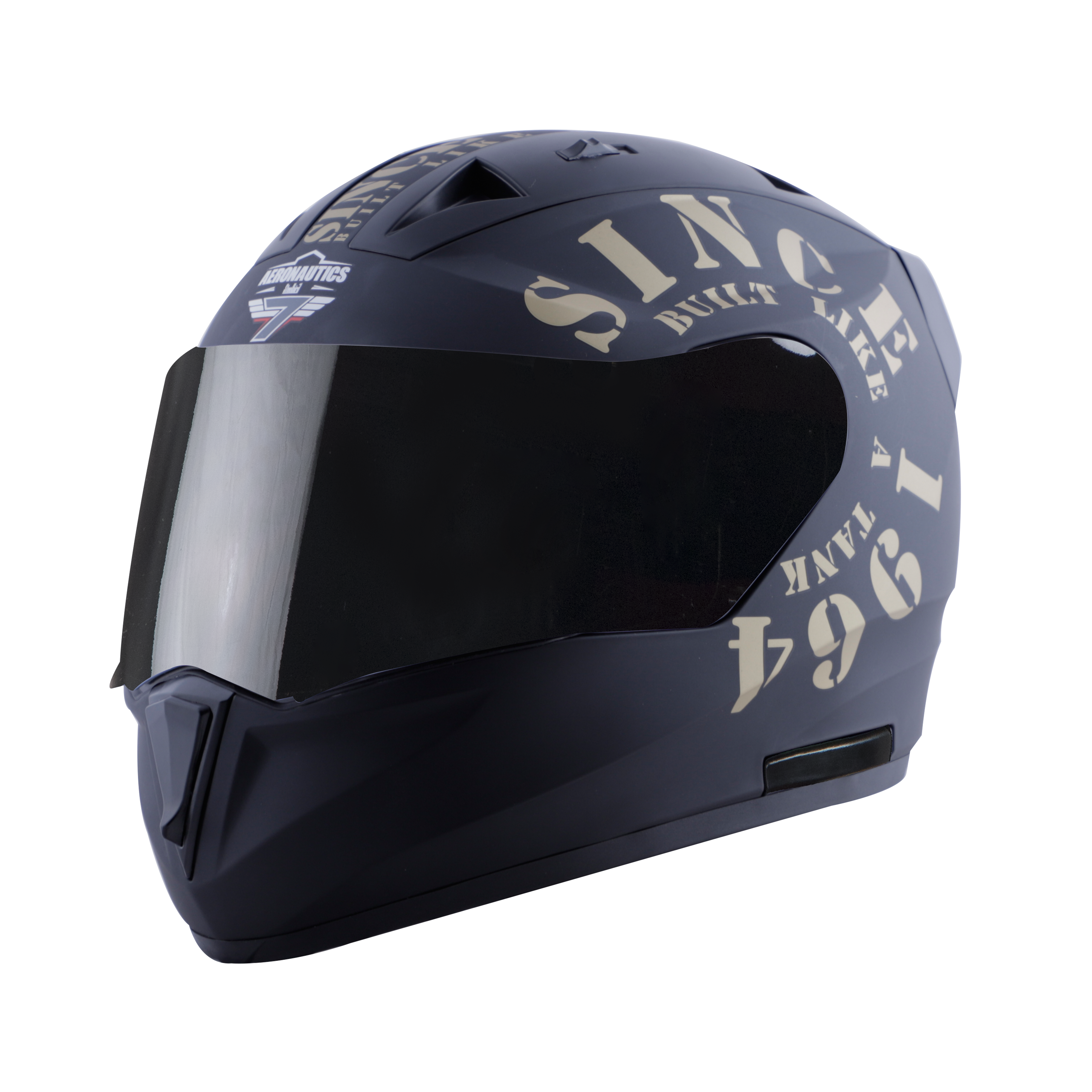 Steelbird SA-1 Aeronautics Tank Full Face ISI Certified Helmet (Matt Black Gold with Smoke Visor)