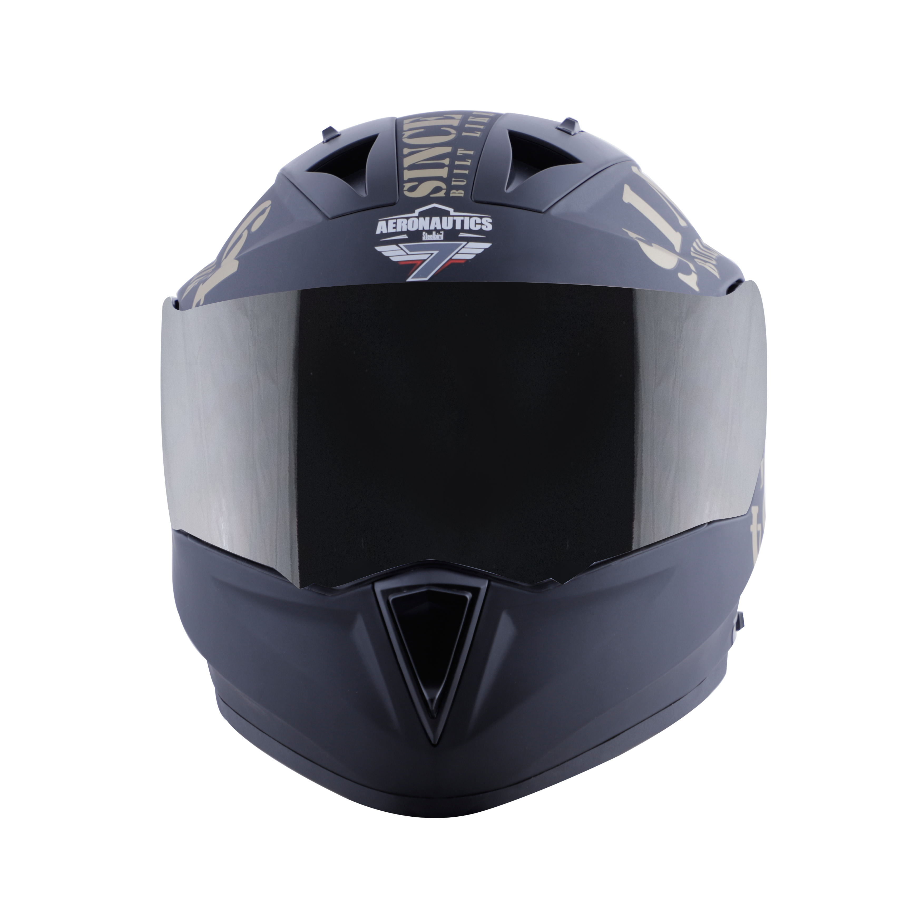 Steelbird SA-1 Aeronautics Tank Full Face ISI Certified Helmet (Matt Black Gold With Smoke Visor)