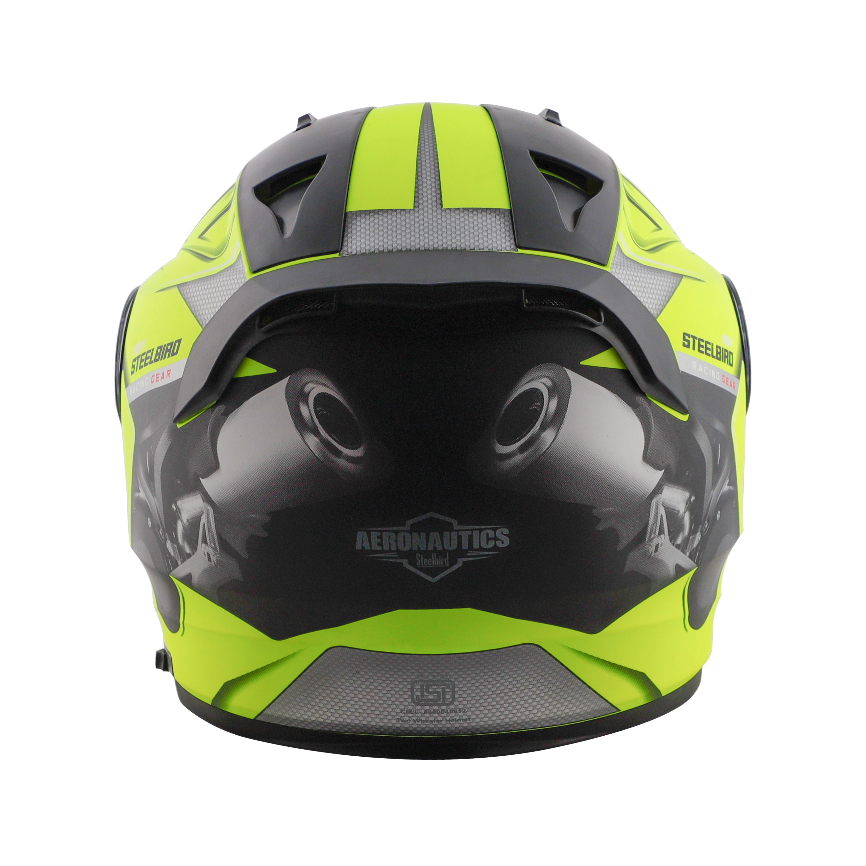 SA-1 V6 GLOSSY FLUO NEON WITH BLACK (FITTED WITH CLEAR VISOR EXTRA CHROME BLUE VISOR FREE)