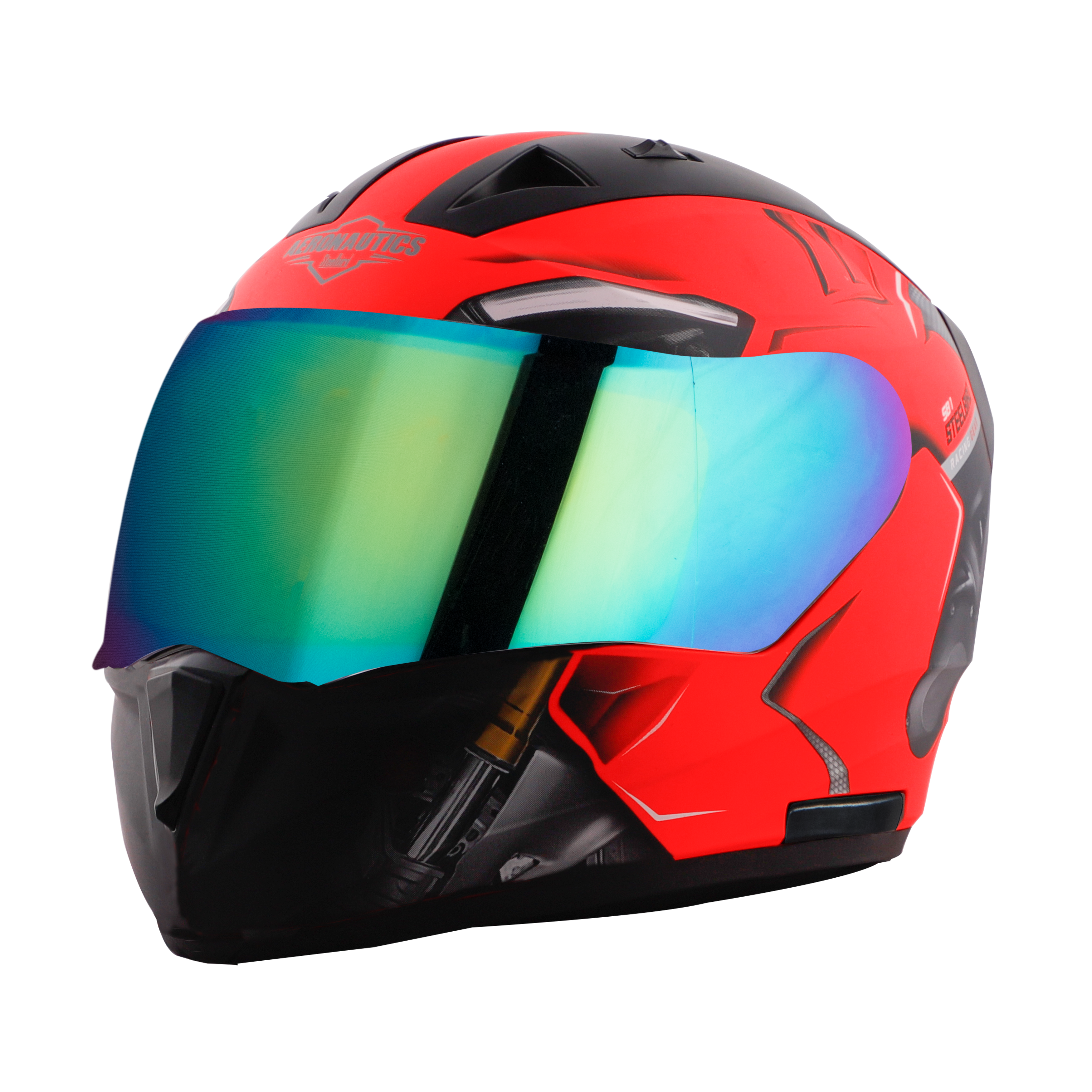 SA-1 V6 GLOSSY FLUO WATERMELON WITH BLACK (FITTED WITH CLEAR VISOR EXTRA CHROME GOLD VISOR FREE)