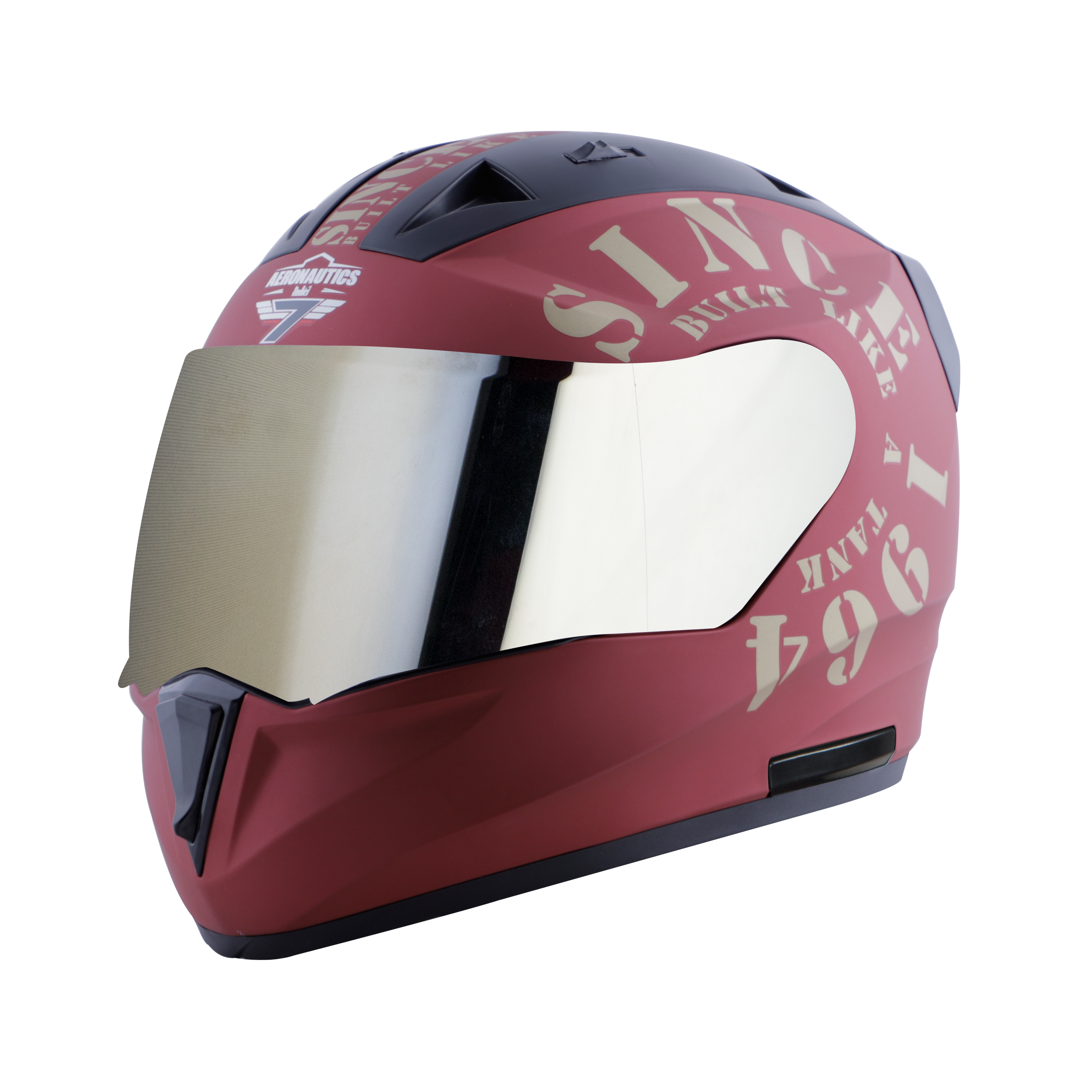 Steelbird SA-1 Aeronautics Tank Full Face ISI Certified Helmet (Matt Maroon Gold With Chrome Silver Visor)