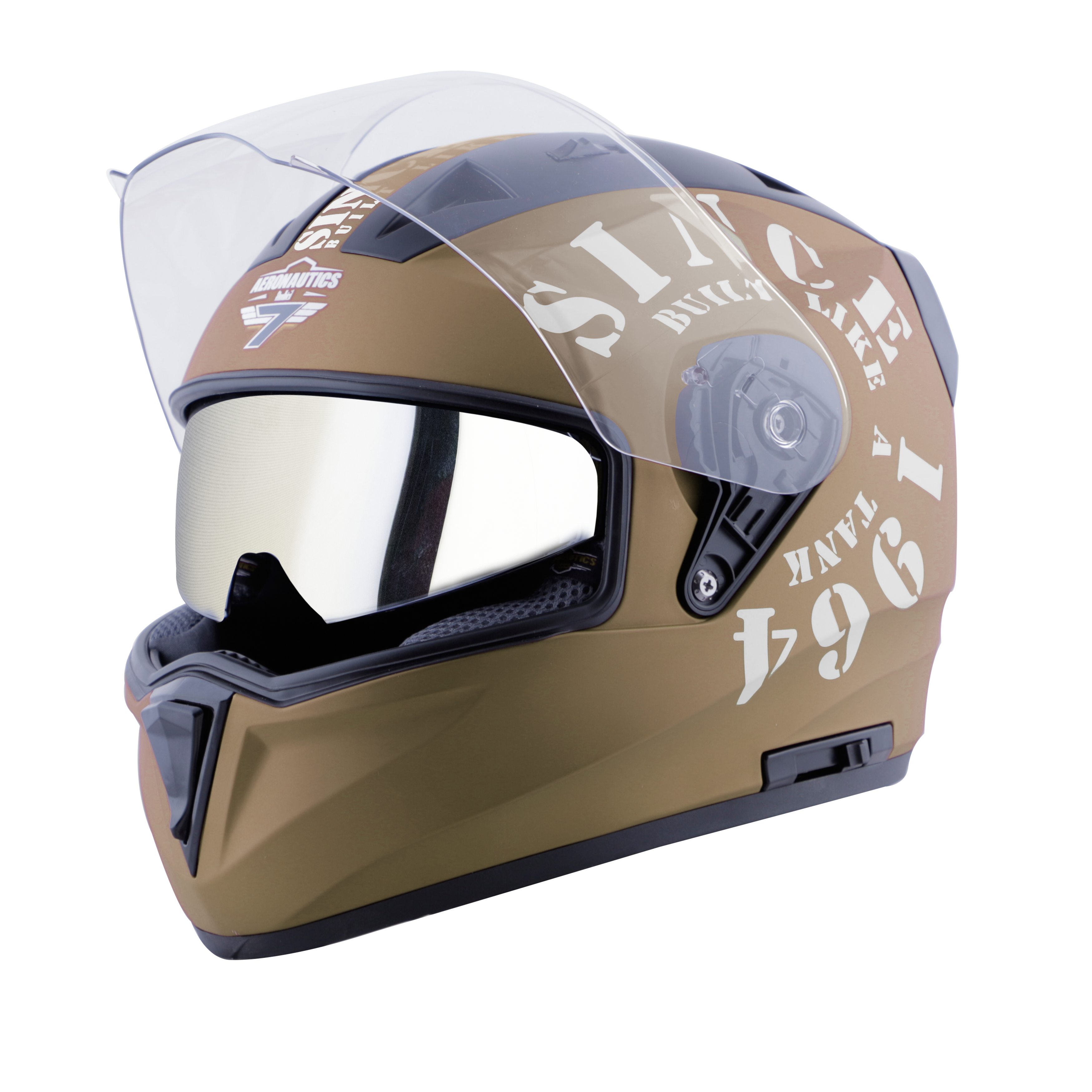 Steelbird SA-1 Aeronautics Tank ISI Certified Helmet With Chrome Silver Sun Shield (Matt Desert Storm White)