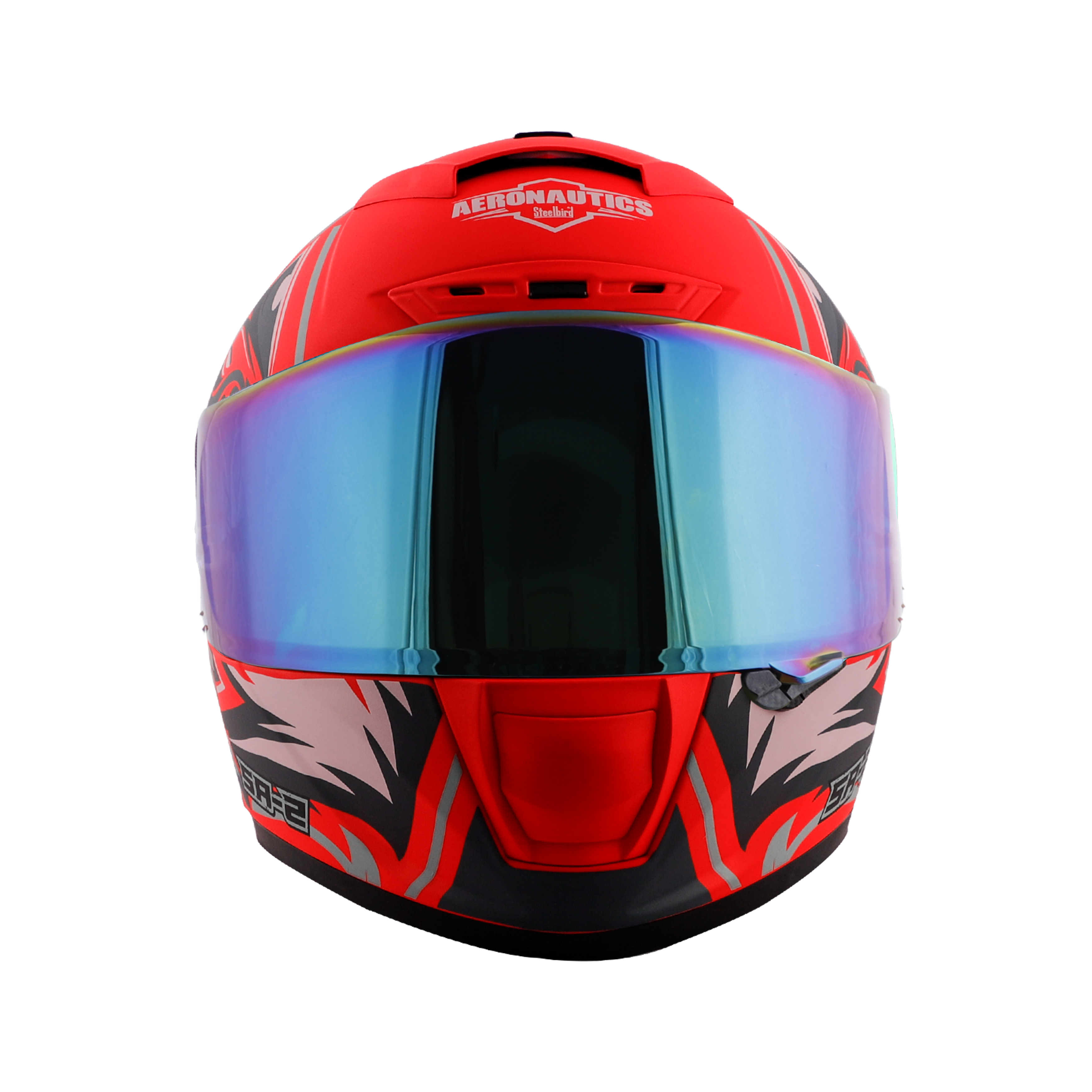 SA-2 VILLAIN GLOSSY FLUO WATERMELON WITH GREY (FITTED WITH CLEAR VISOR EXTRA RAINBOW CHROME VISOR FREE)