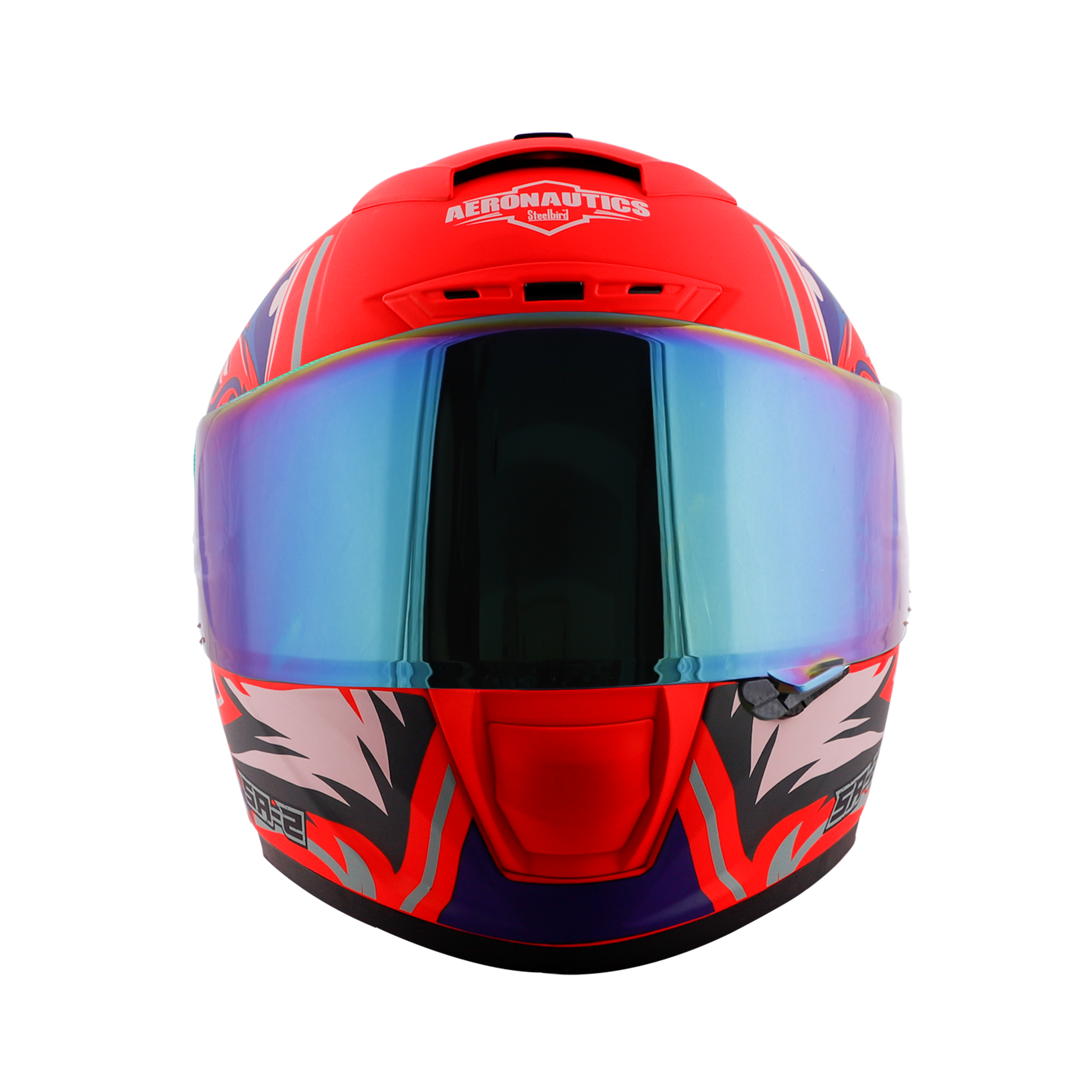 SA-2 VILLAIN GLOSSY FLUO WATERMELON WITH BLUE (FITTED WITH CLEAR VISOR EXTRA RAINBOW CHROME VISOR FREE)