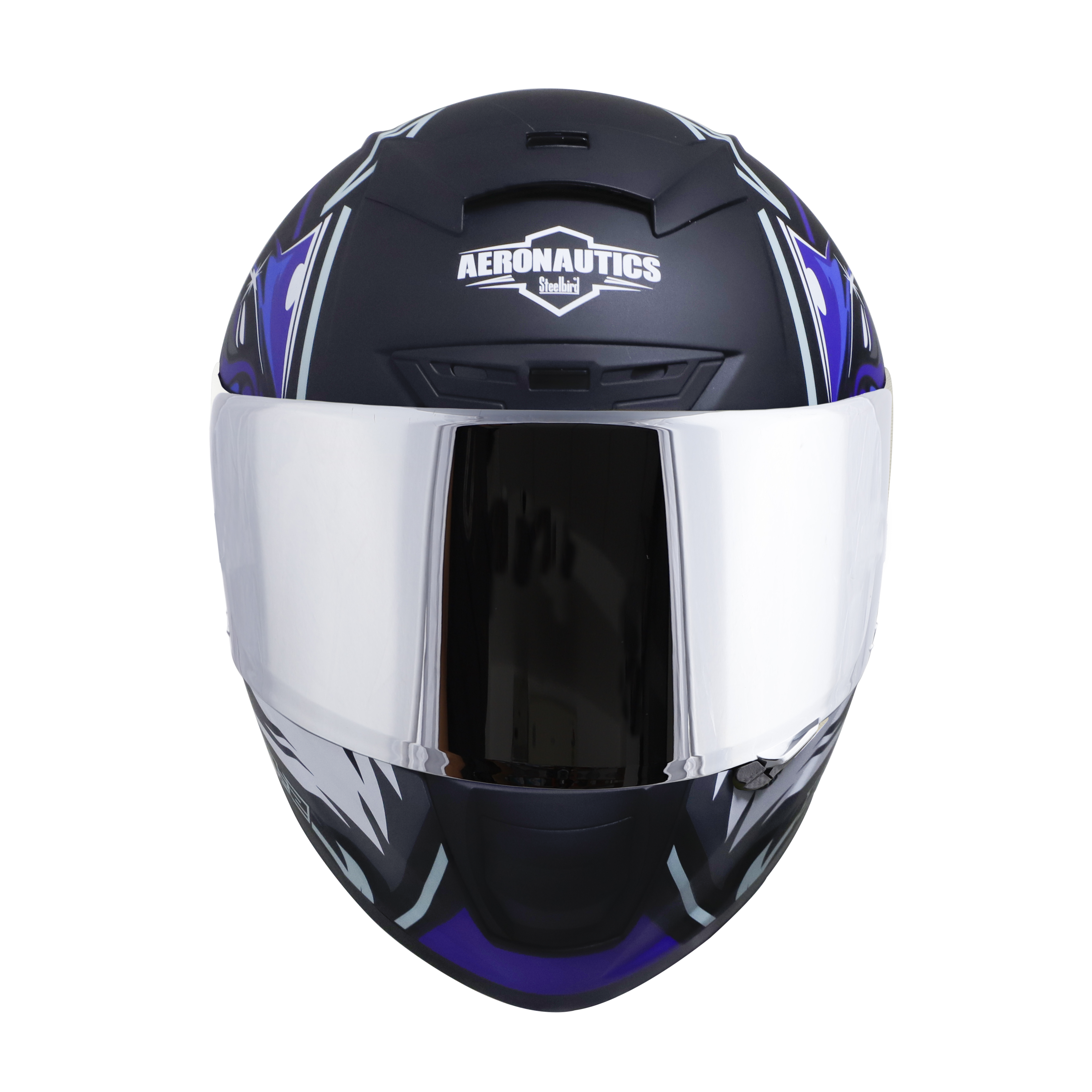 SA-2 VILLAIN GLOSSY BLACK WITH BLUE (FITTED WITH CLEAR VISOR EXTRA CHROME SILVER VISOR FREE)