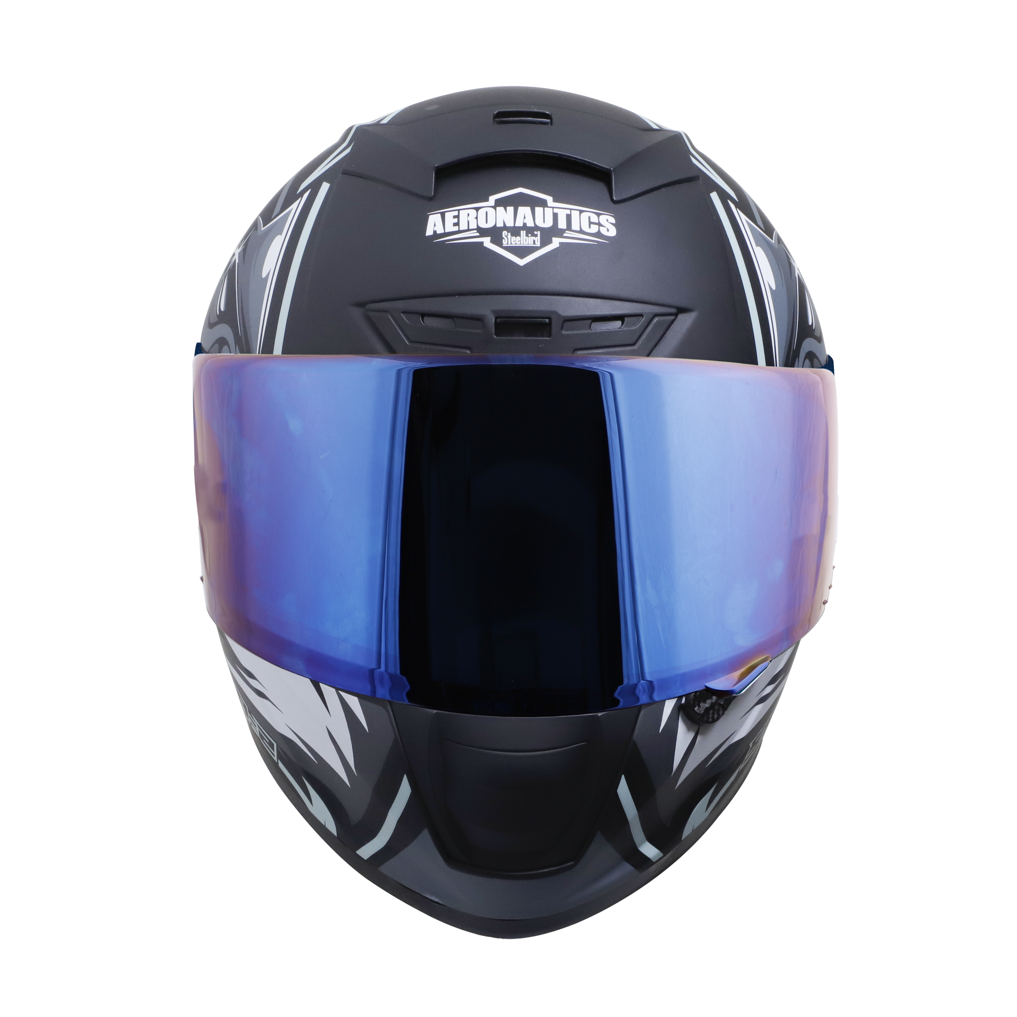 SA-2 VILLAIN GLOSSY BLACK WITH GREY (FITTED WITH CLEAR VISOR EXTRA CHROME BLUE VISOR FREE)