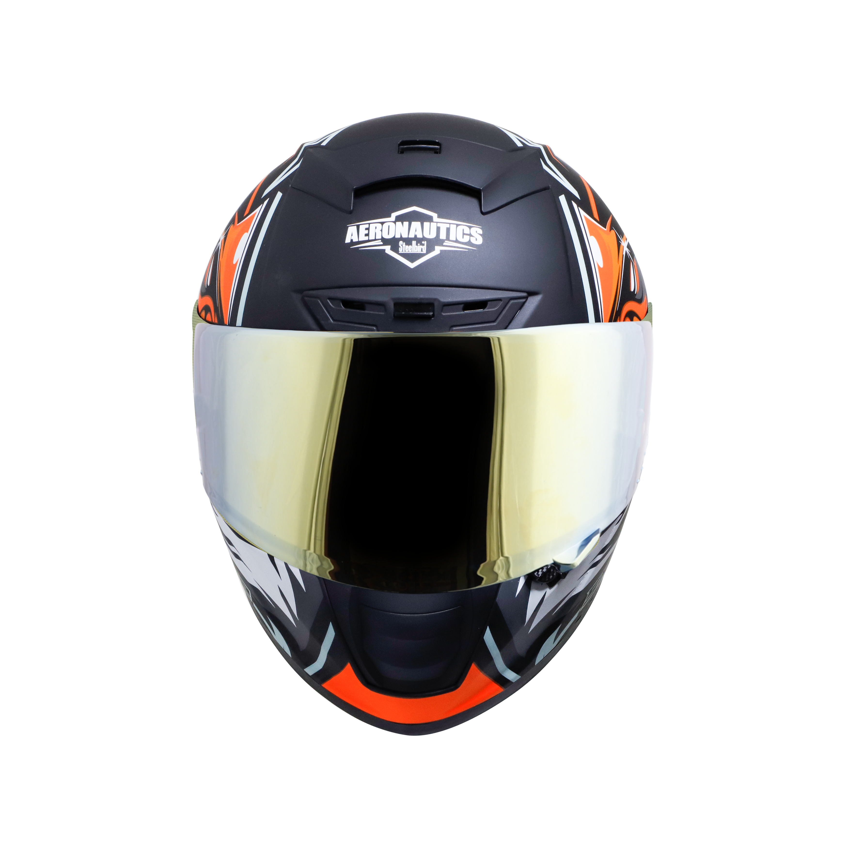 SA-2 VILLAIN GLOSSY BLACK WITH ORANGE (FITTED WITH CLEAR VISOR EXTRA CHROME GOLD VISOR FREE)
