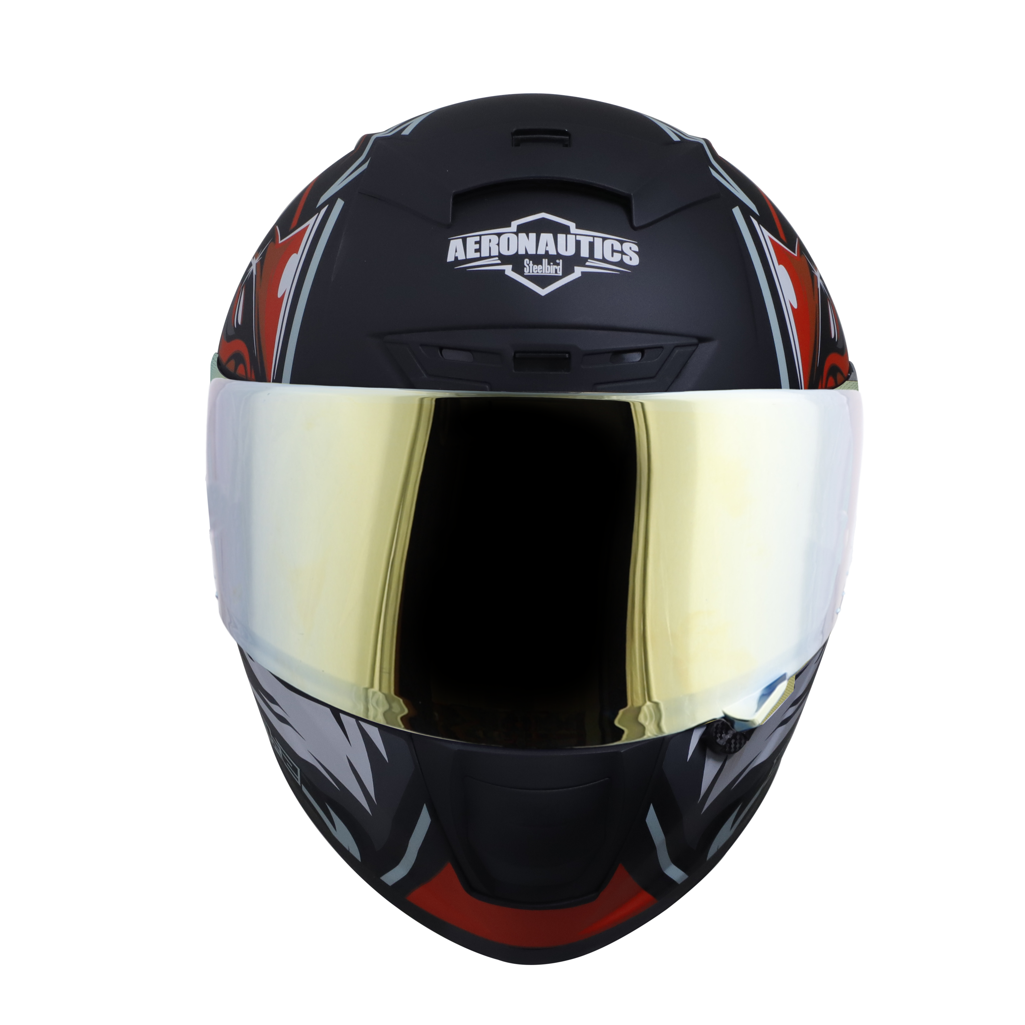 SA-2 VILLAIN GLOSSY BLACK WITH RED (FITTED WITH CLEAR VISOR EXTRA CHROME GOLD VISOR FREE)
