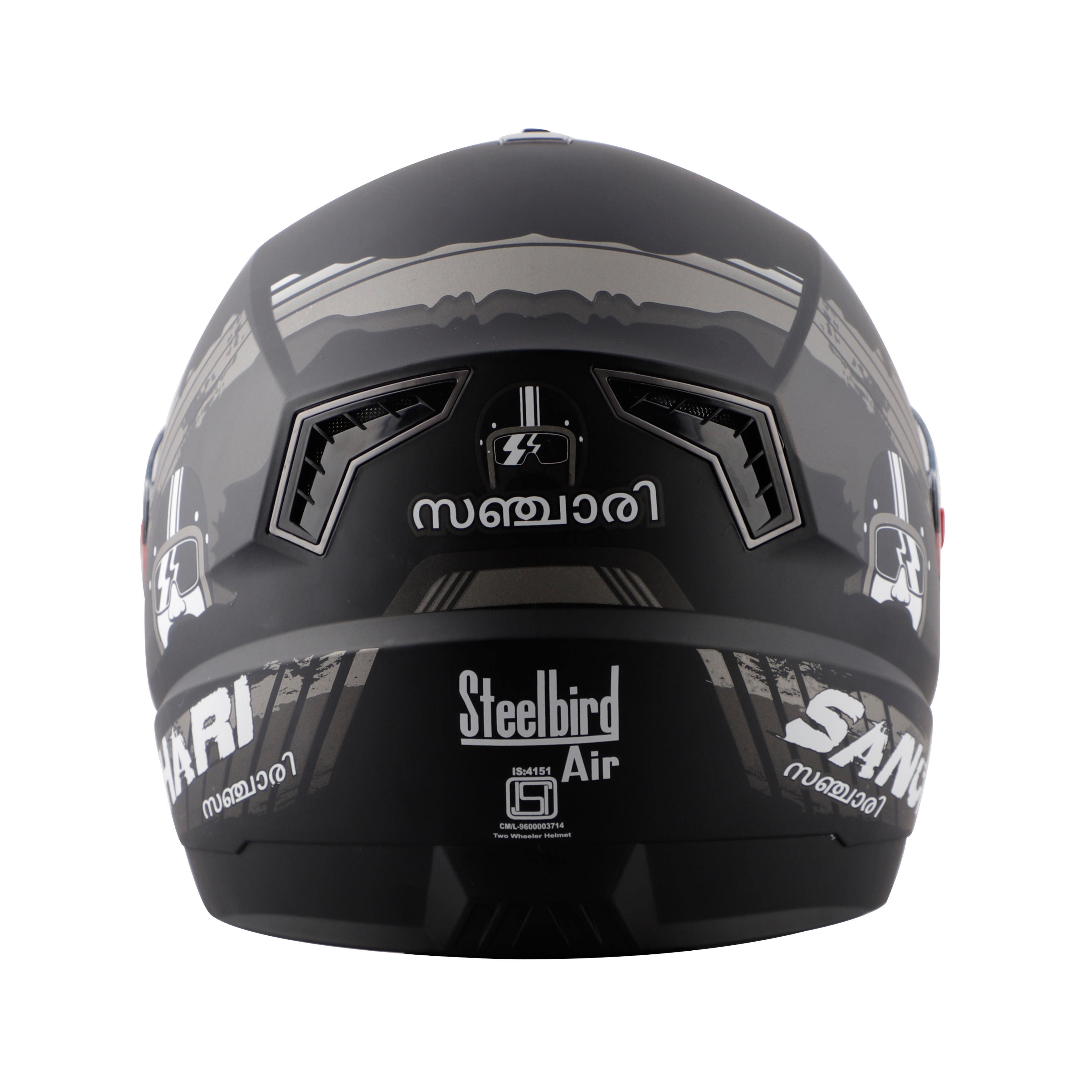 Steelbird SBA-1 Sanchari Full Face ISI Certified Graphic Helmet (Matt Black Grey With Clear Visor)