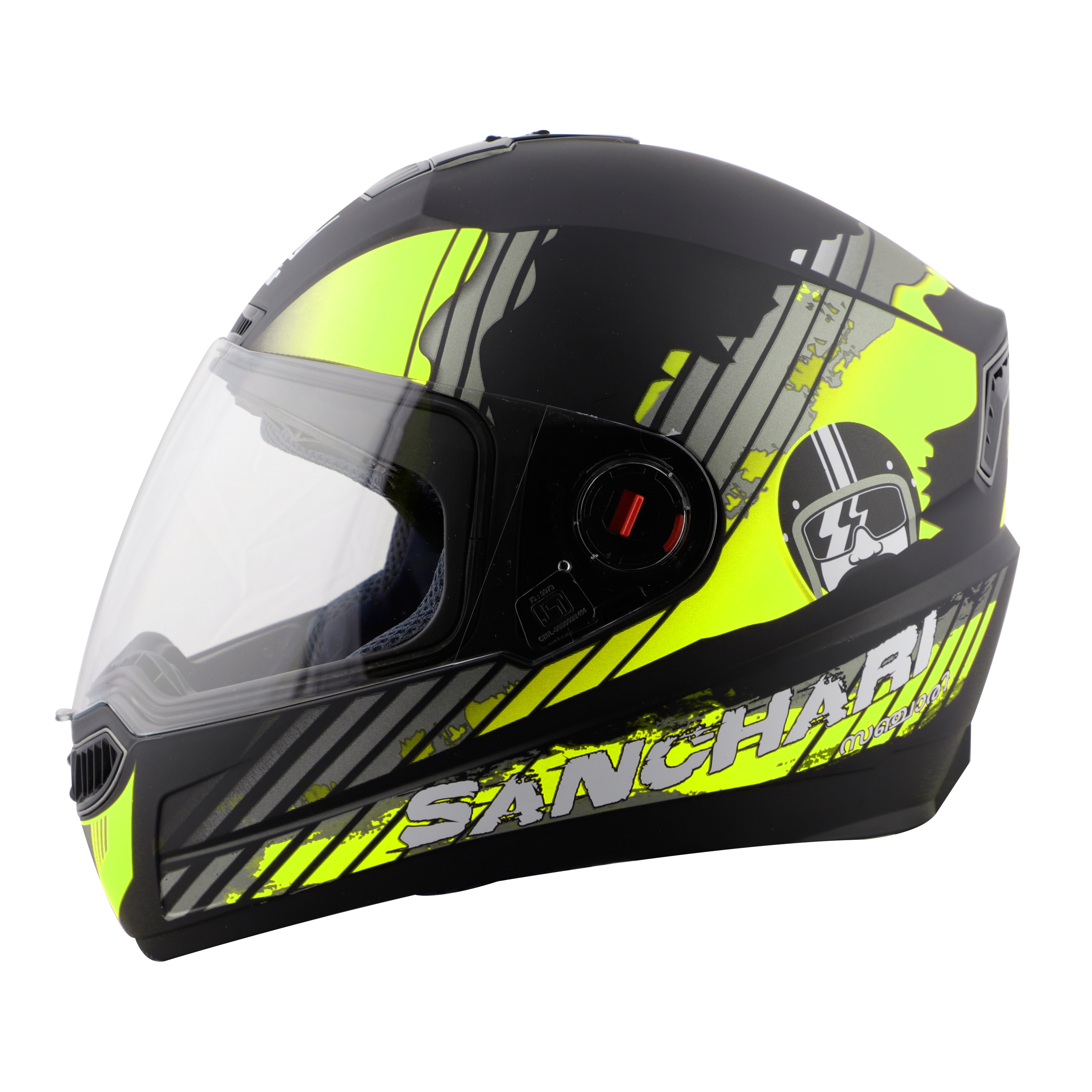 Steelbird SBA-1 Sanchari Full Face ISI Certified Graphic Helmet (Matt Black Neon With Clear Visor)