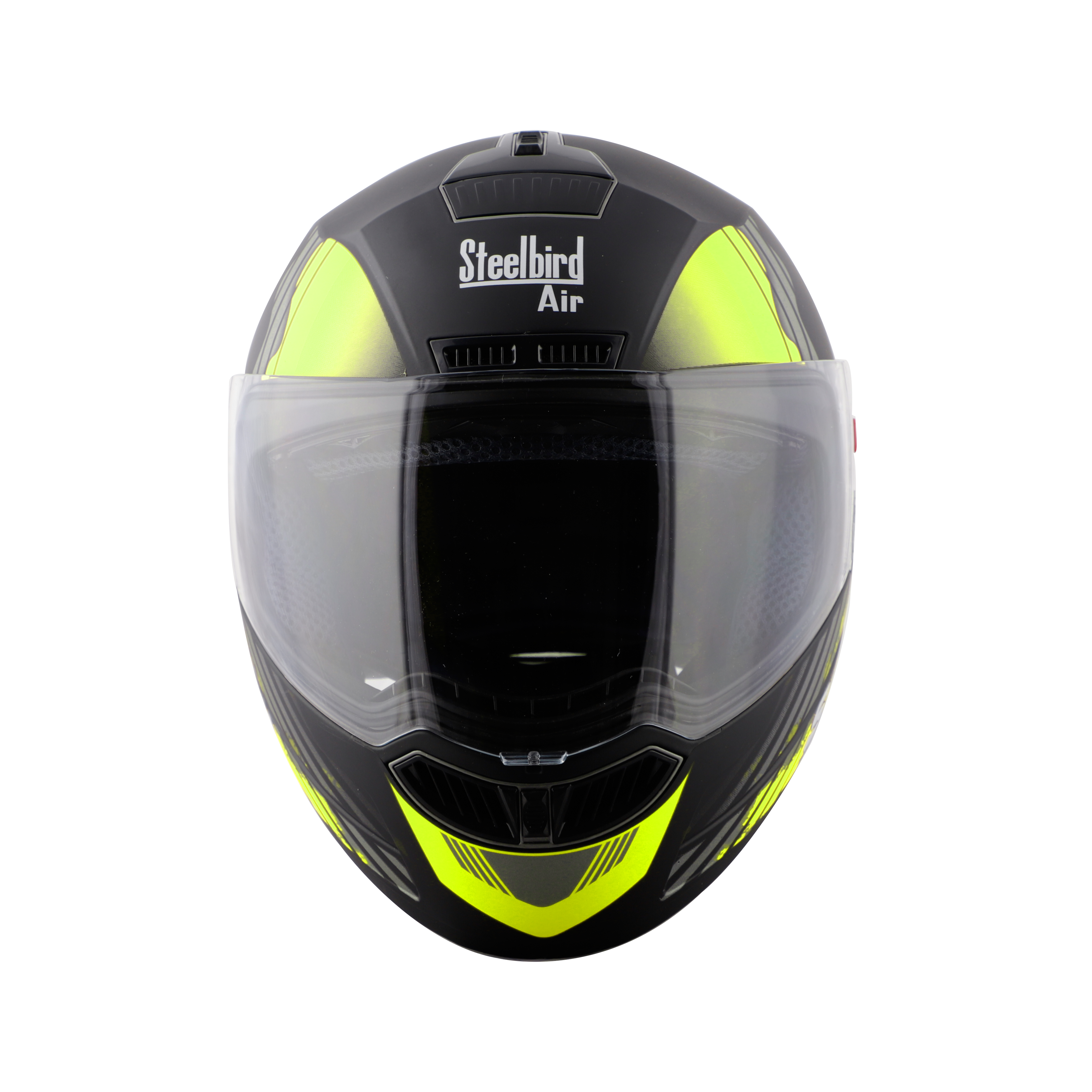 Steelbird SBA-1 Sanchari Full Face ISI Certified Graphic Helmet (Matt Black Neon With Clear Visor)