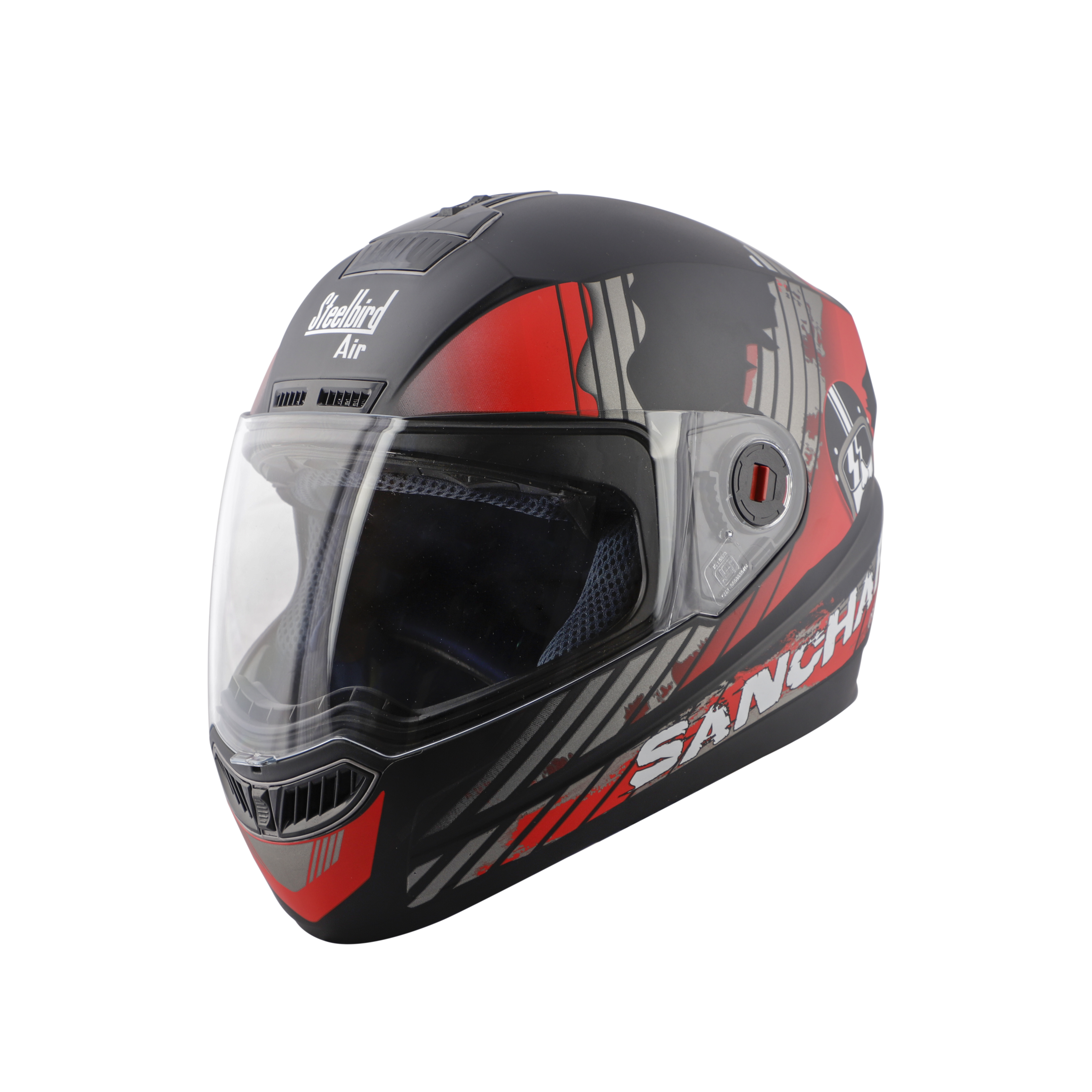 Steelbird SBA-1 Sanchari Full Face ISI Certified Graphic Helmet (Matt Black Red With Clear Visor)