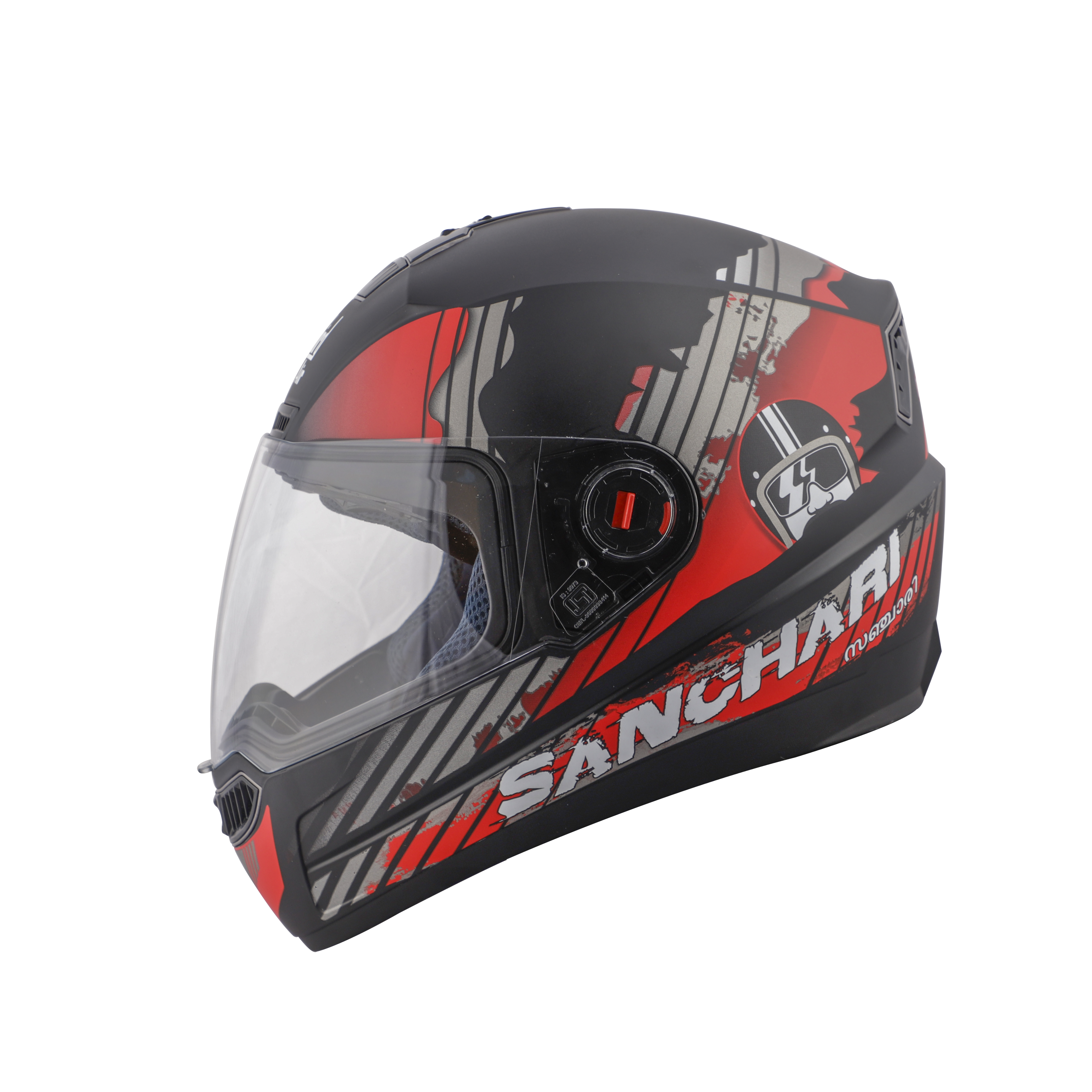 Steelbird SBA-1 Sanchari Full Face ISI Certified Graphic Helmet (Matt Black Red With Clear Visor)
