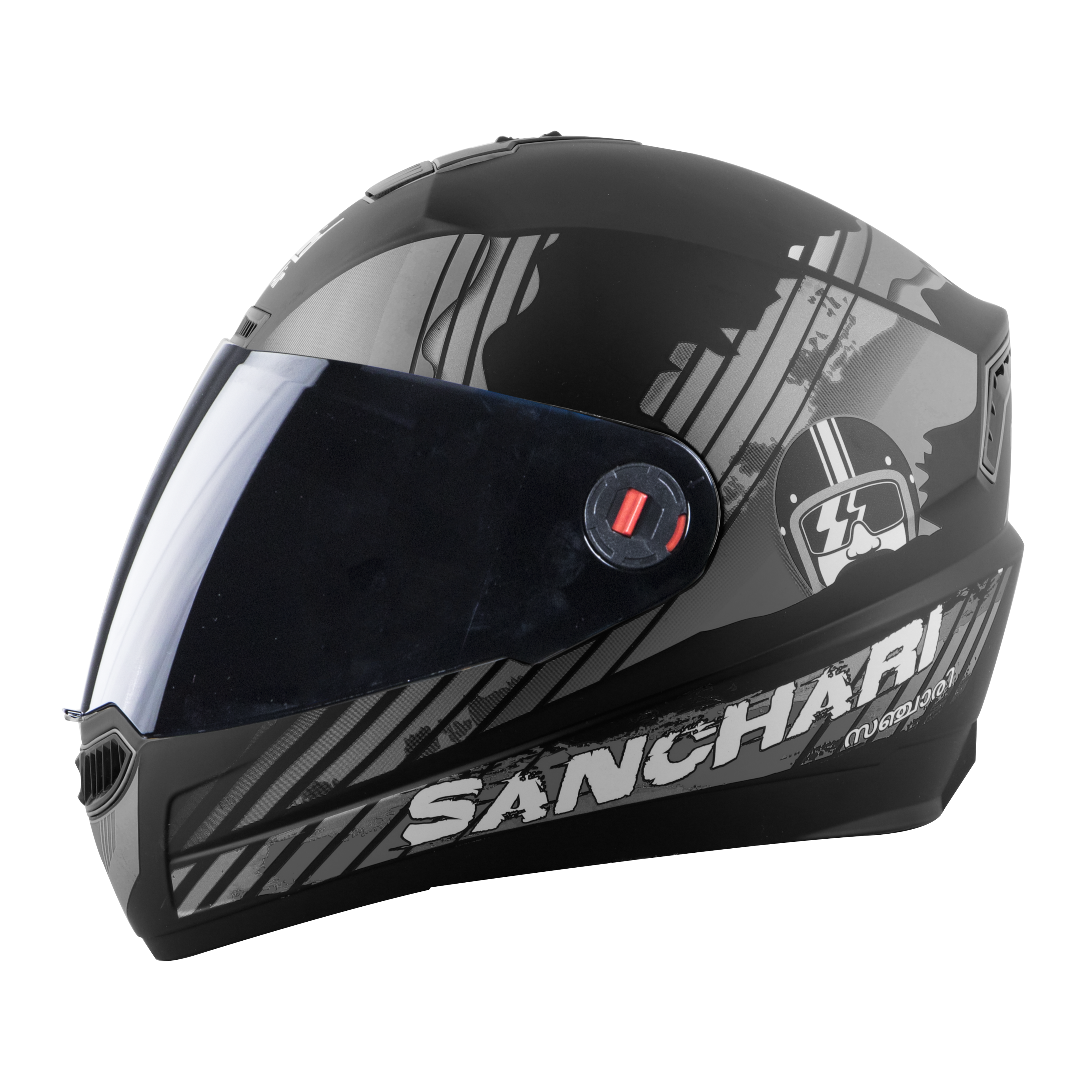 Steelbird SBA-1 Sanchari Full Face ISI Certified Graphic Helmet (Matt Black Grey With Smoke Visor)
