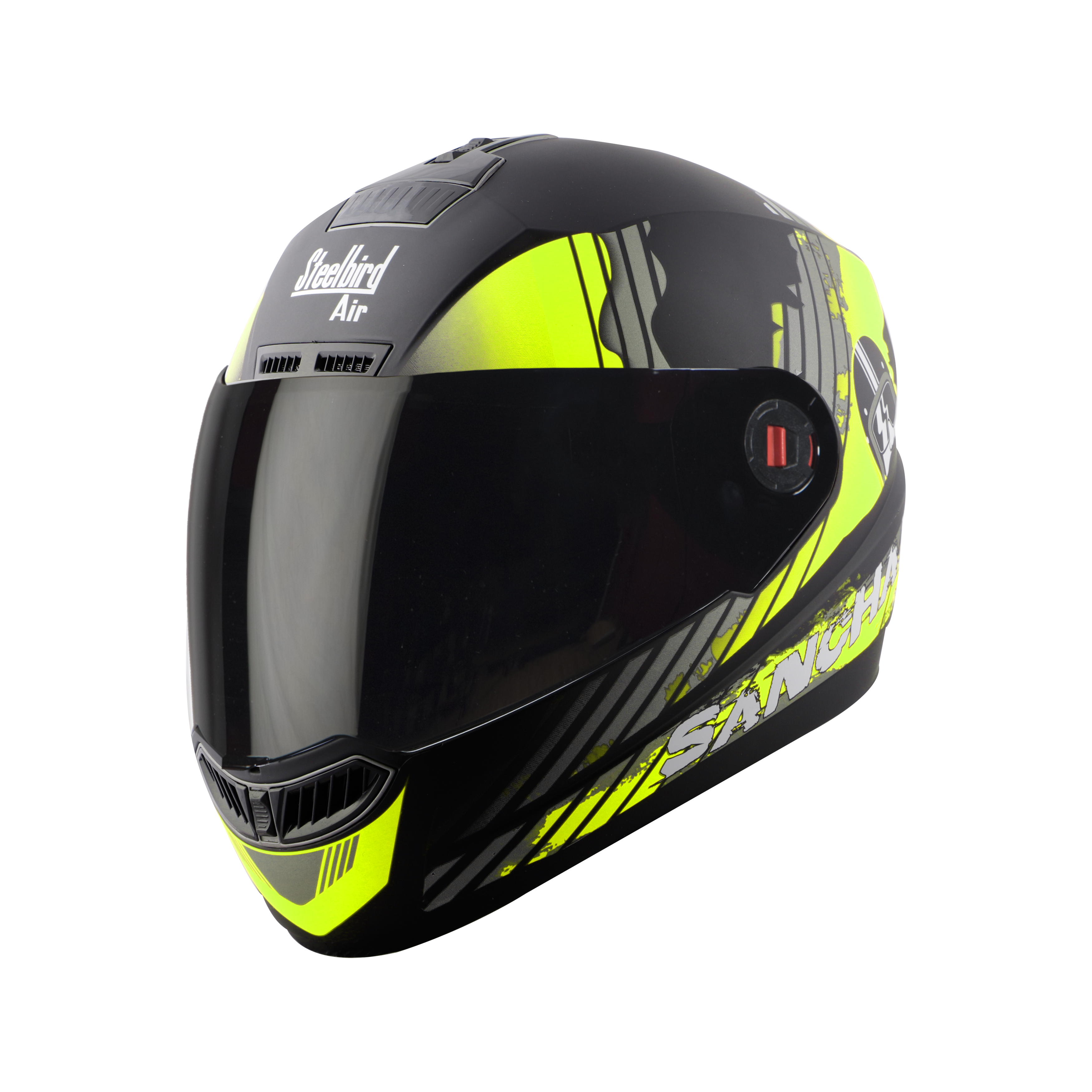 Steelbird SBA-1 Sanchari Full Face ISI Certified Graphic Helmet (Matt Black Neon With Smoke Visor)