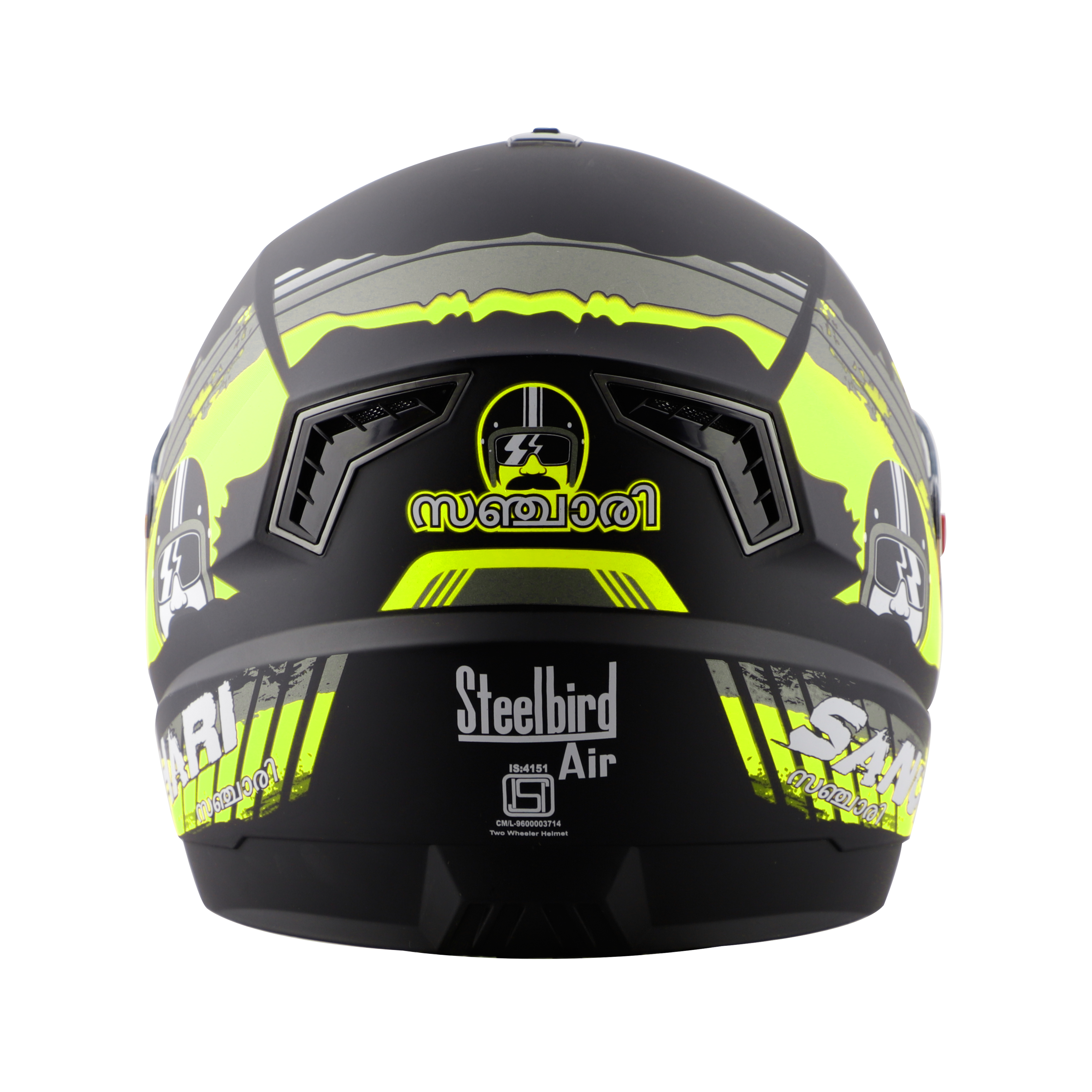 Steelbird SBA-1 Sanchari Full Face ISI Certified Graphic Helmet (Matt Black Neon With Smoke Visor)