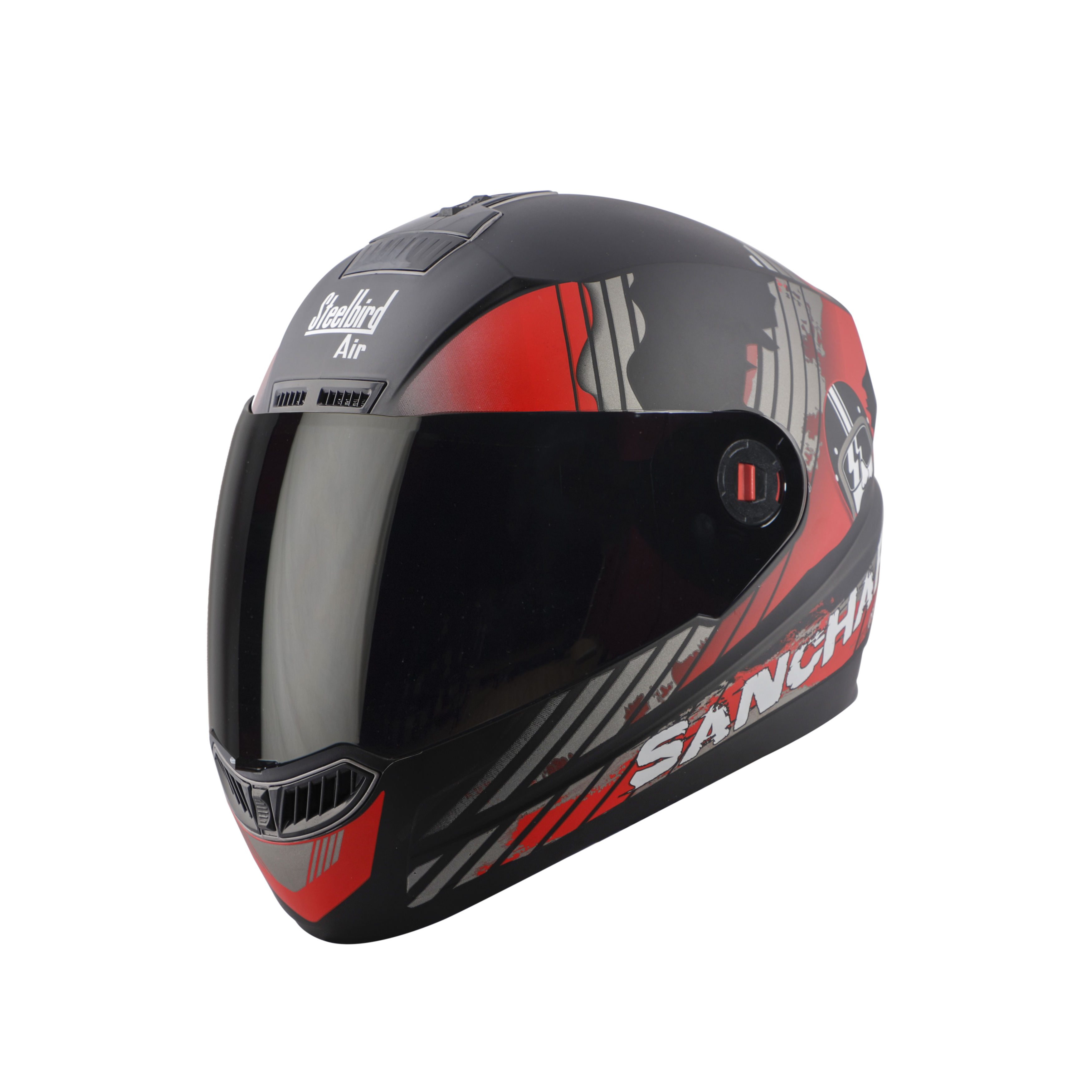Steelbird SBA-1 Sanchari Full Face ISI Certified Graphic Helmet (Matt Black Red With Smoke Visor)