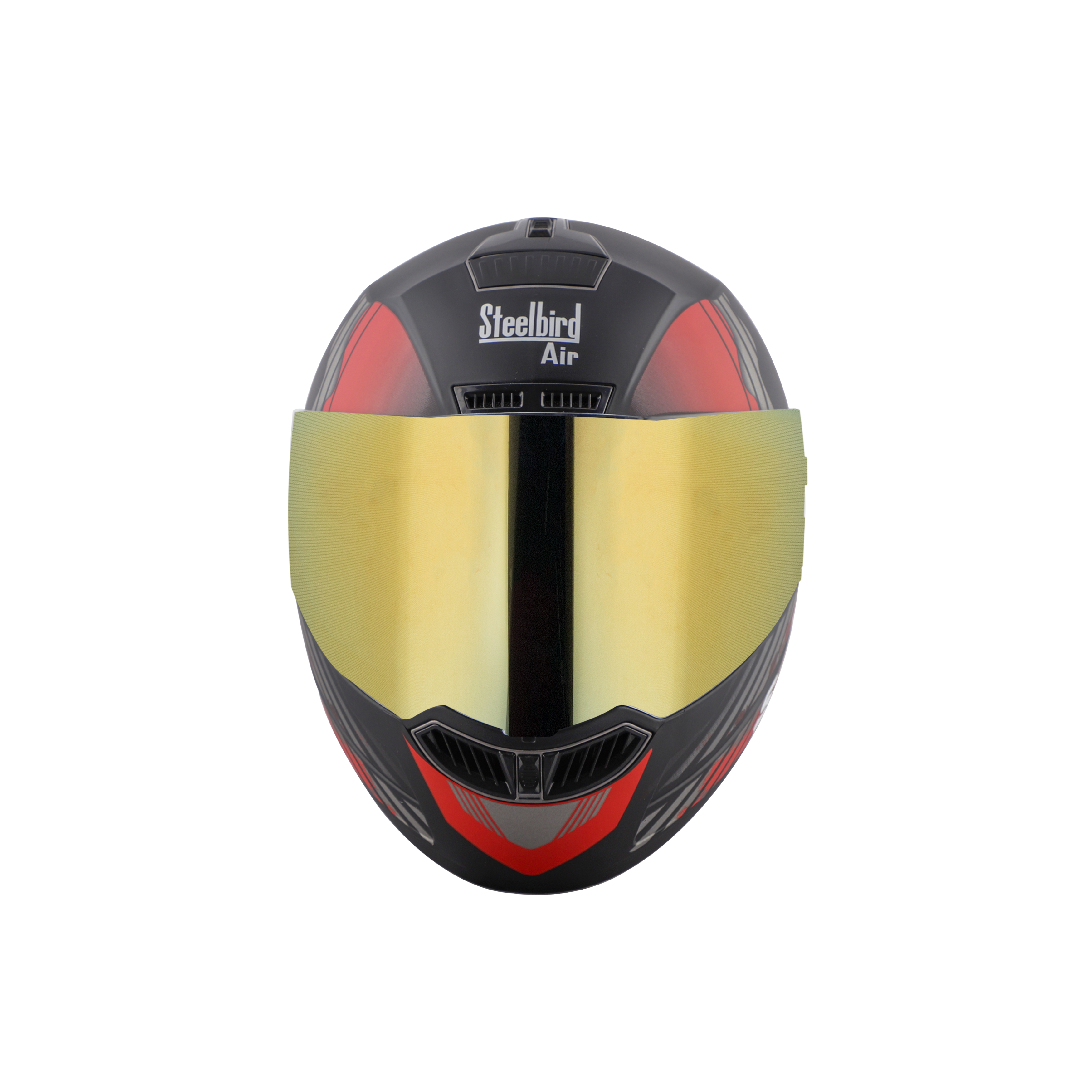 Steelbird SBA-1 Sanchari Full Face ISI Certified Graphic Helmet (Matt Black Red With Chrome Gold Visor)
