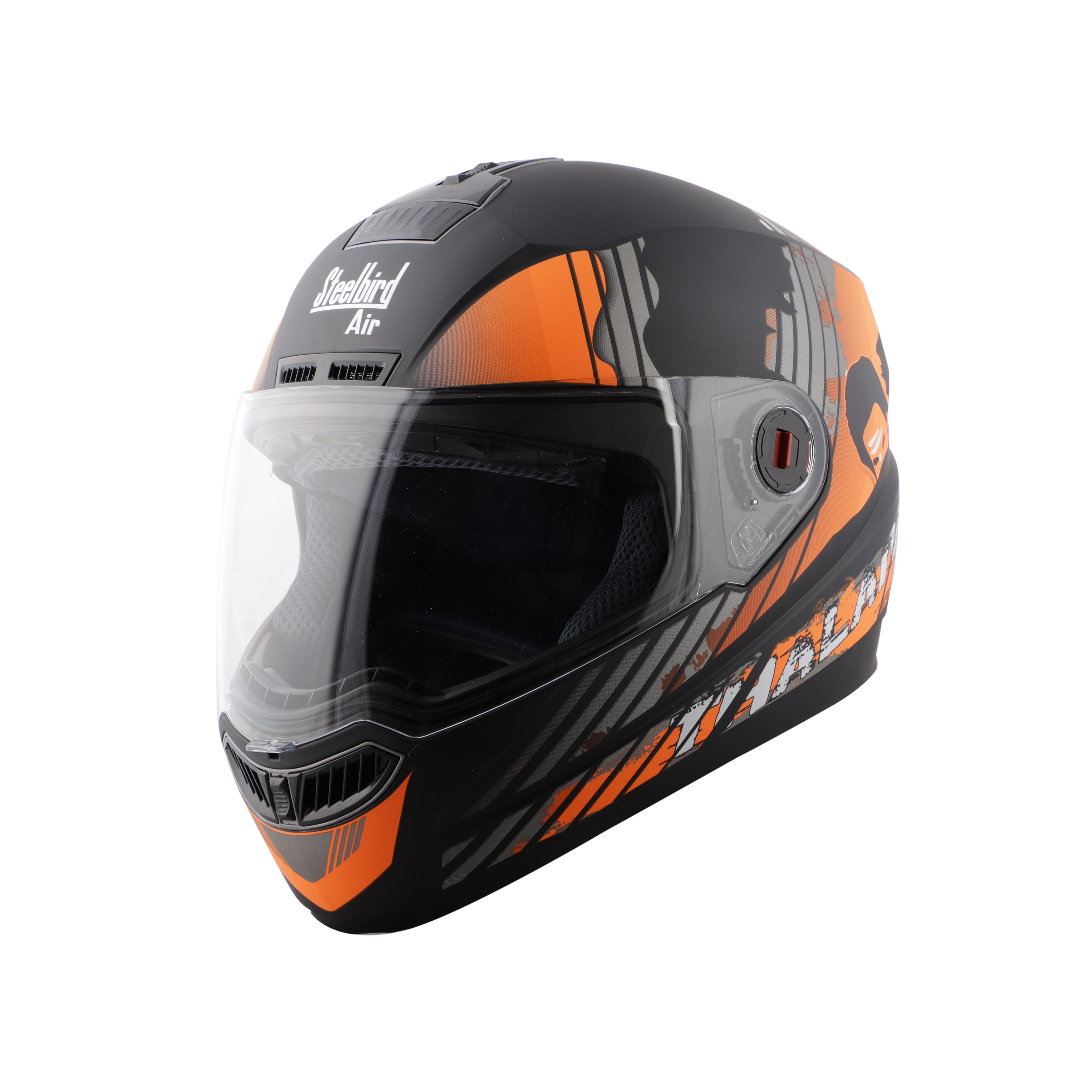 Steelbird SBA-1 Thalaiva ISI Certified Full Face Helmet (Matt Black Orange with Clear Visor)