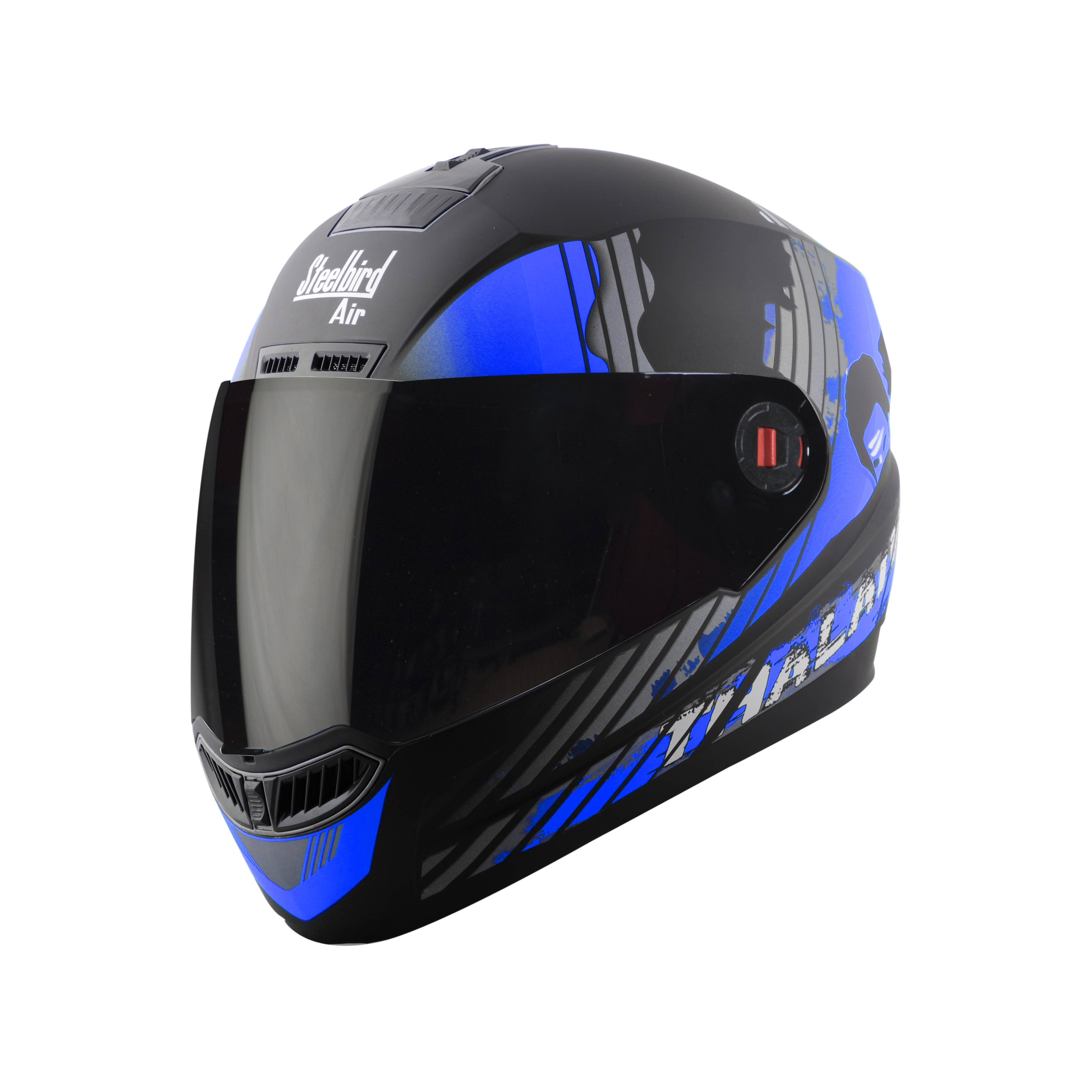 Steelbird SBA-1 Thalaiva ISI Certified Full Face Helmet (Matt Black Blue with Smoke Visor)