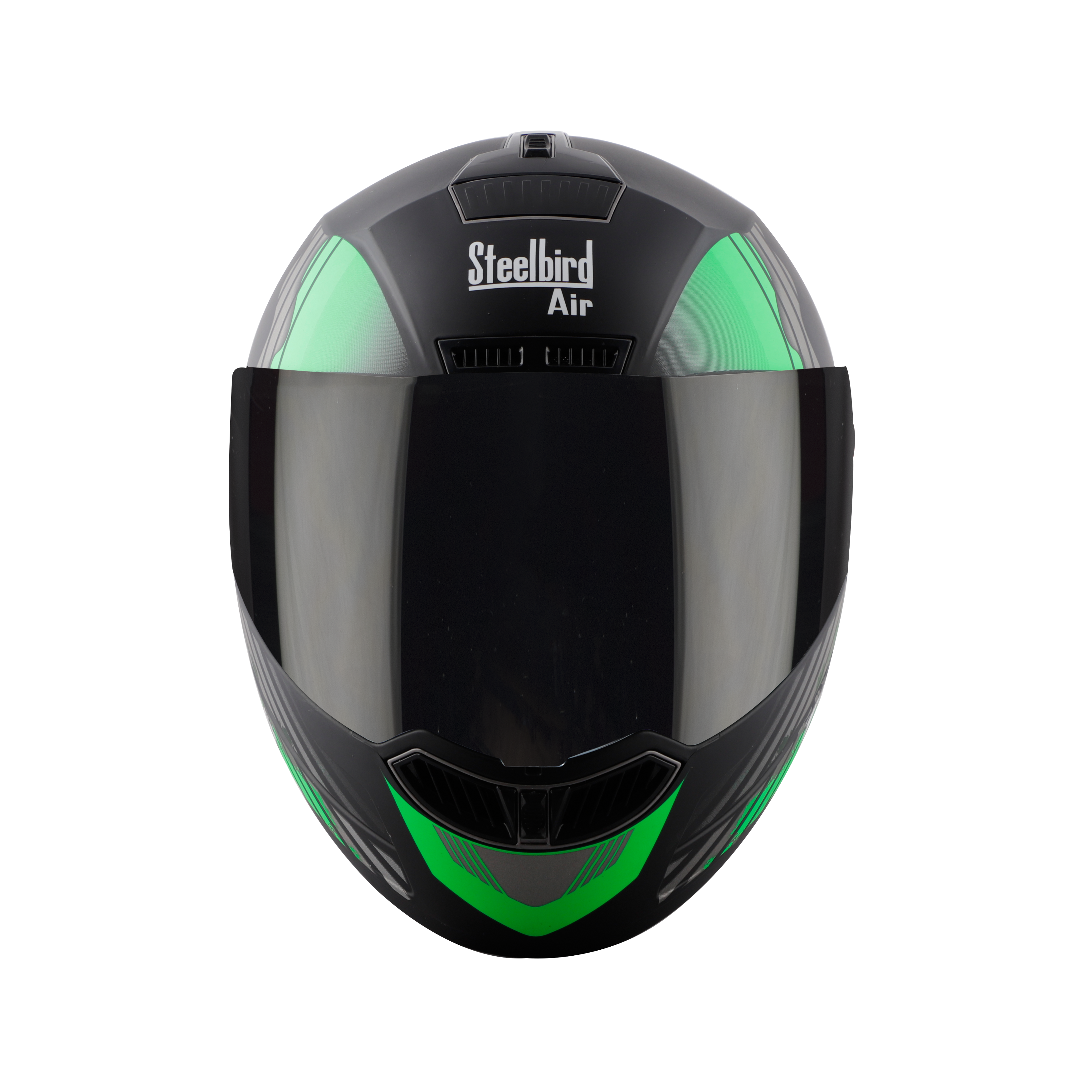Steelbird SBA-1 Thalaiva ISI Certified Full Face Helmet (Matt Black Green With Smoke Visor)