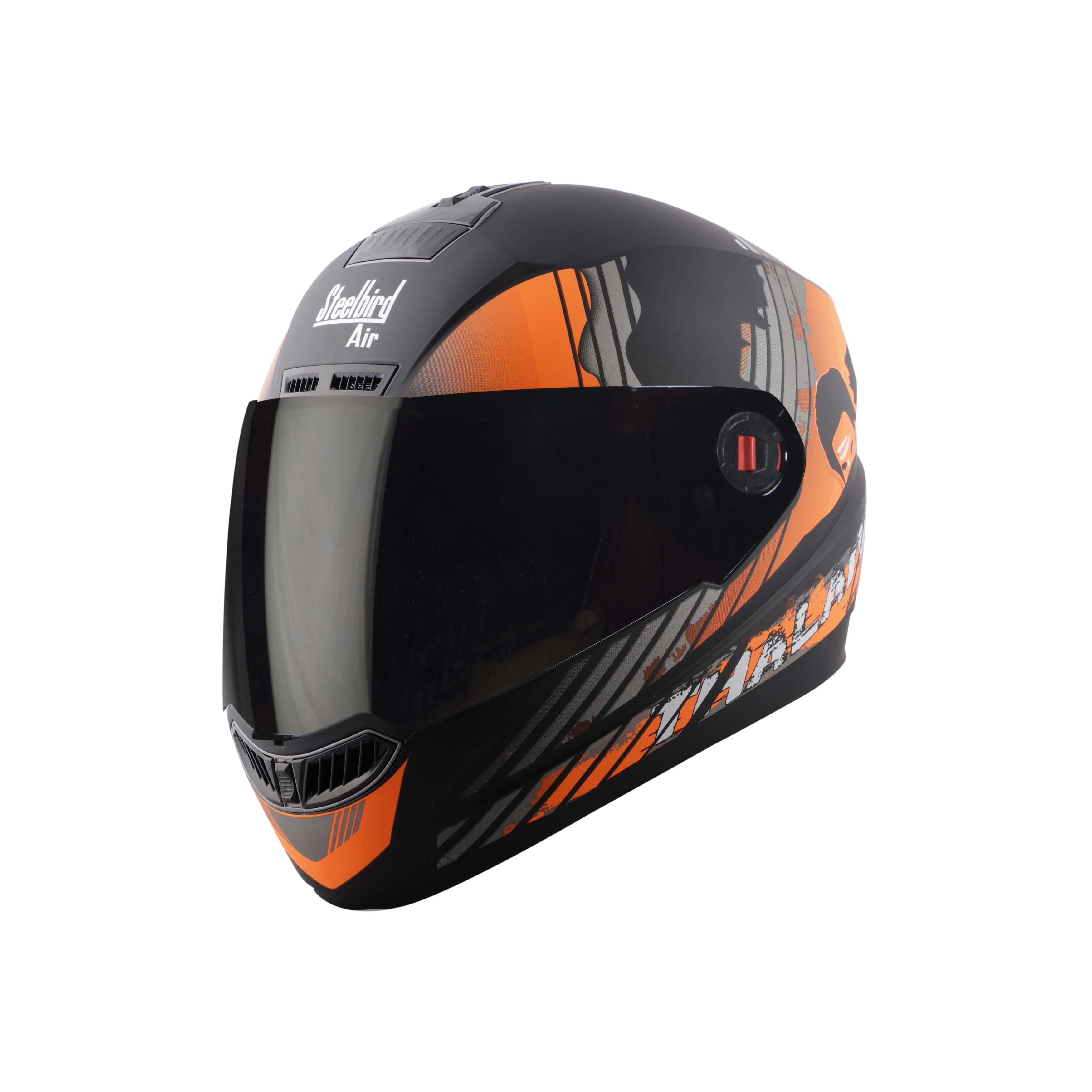 Steelbird SBA-1 Thalaiva ISI Certified Full Face Helmet (Matt Black Orange With Smoke Visor)