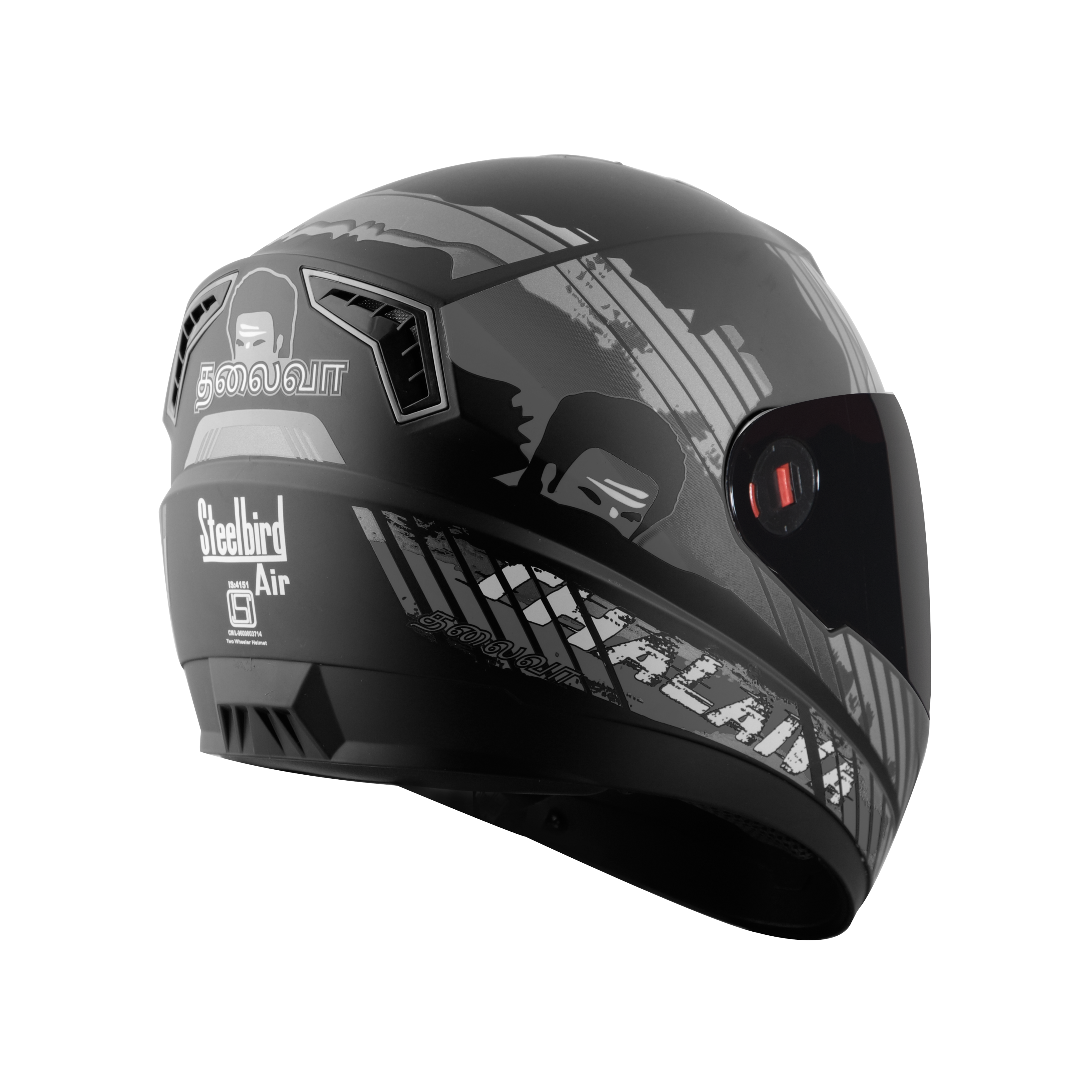 Steelbird SBA-1 Thalaiva ISI Certified Full Face Helmet (Matt Black Grey With Smoke Visor)
