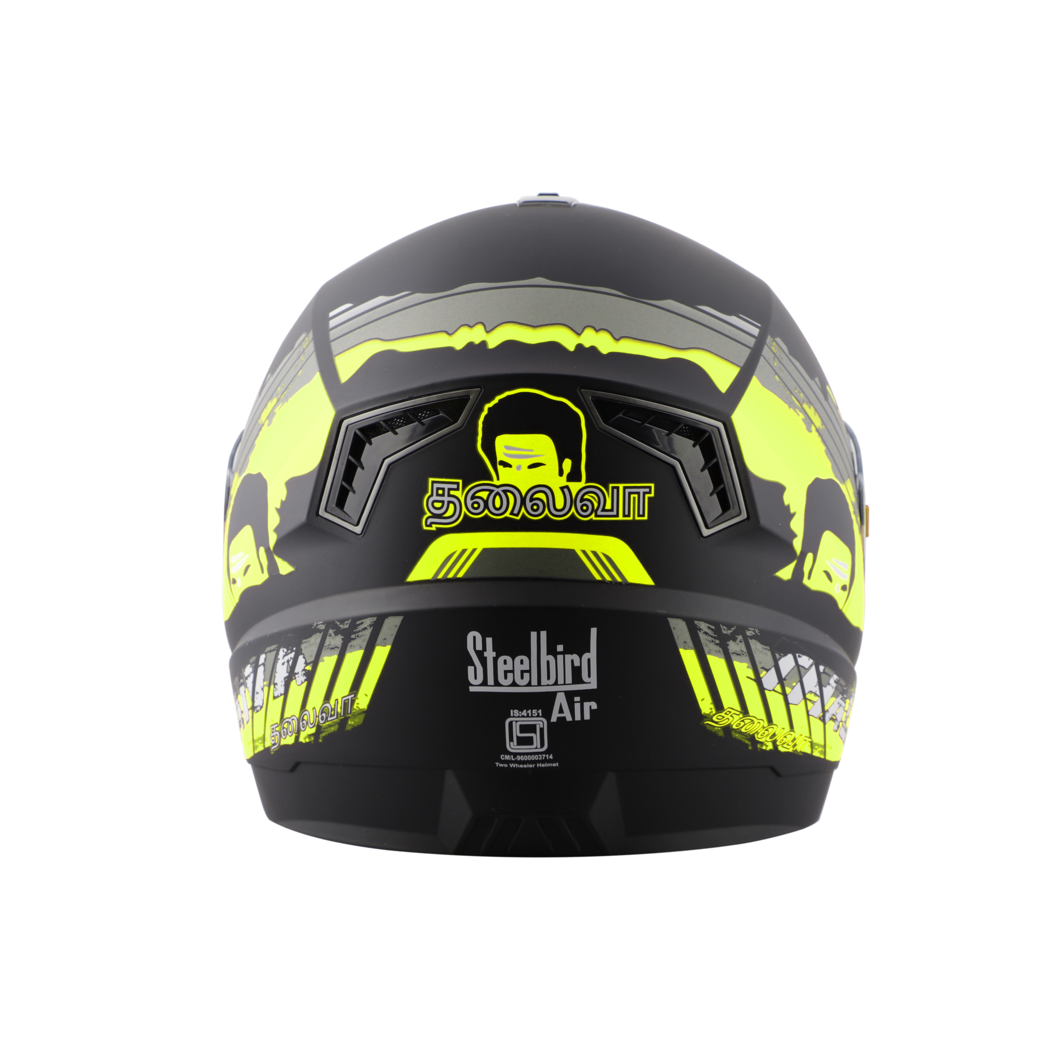 Steelbird SBA-1 Thalaiva ISI Certified Full Face Helmet (Matt Black Neon With Smoke Visor)