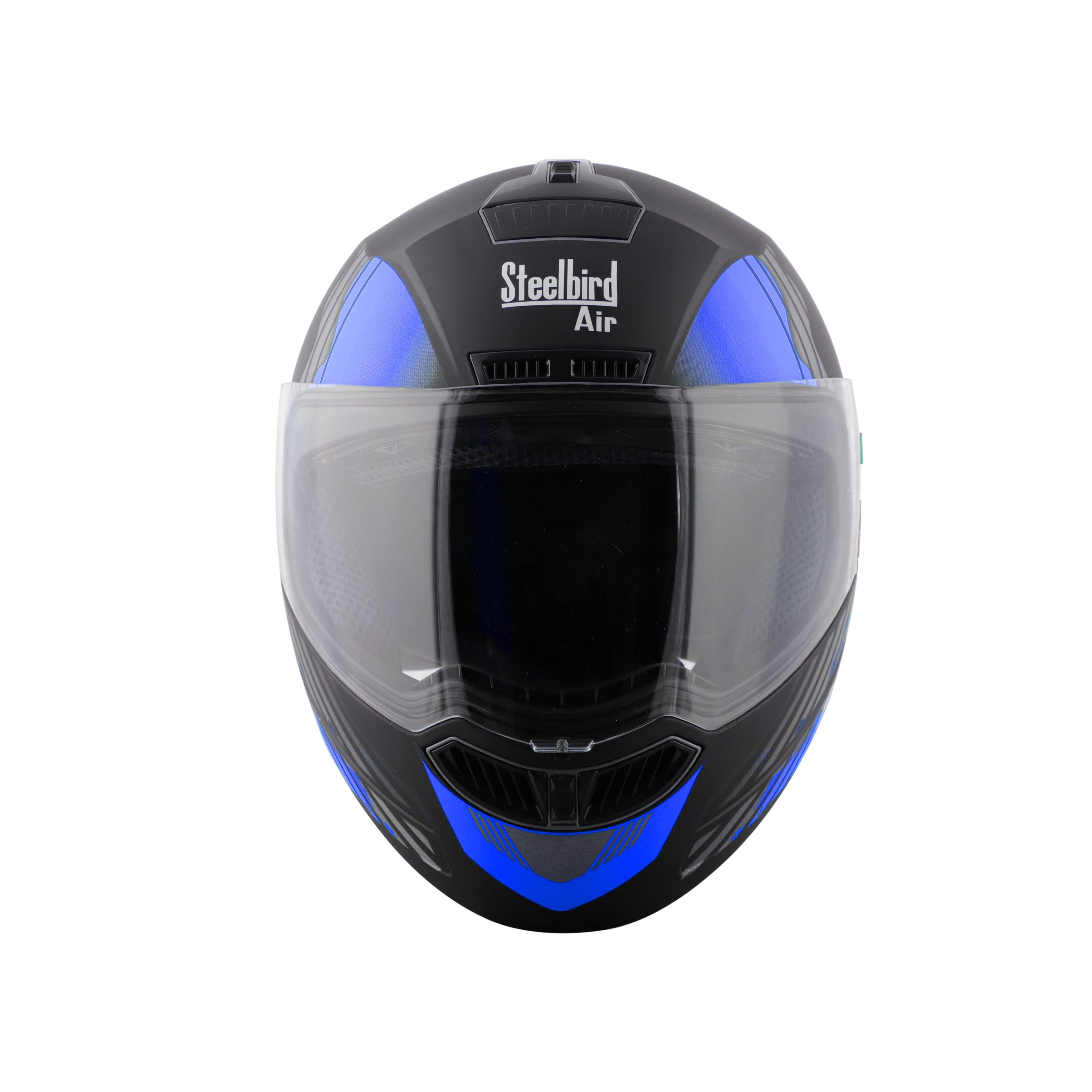 Steelbird SBA-1 Thalaiva ISI Certified Full Face Helmet (Matt Black Blue With Clear Visor)