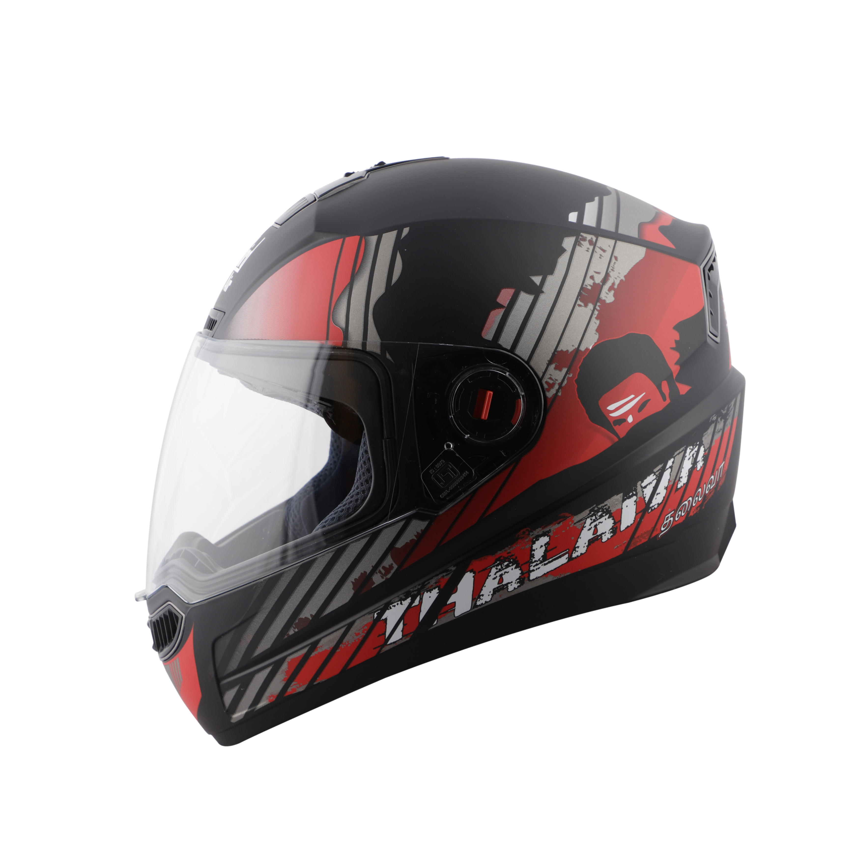 Steelbird SBA-1 Thalaiva ISI Certified Full Face Helmet (Matt Black Red With Clear Visor)