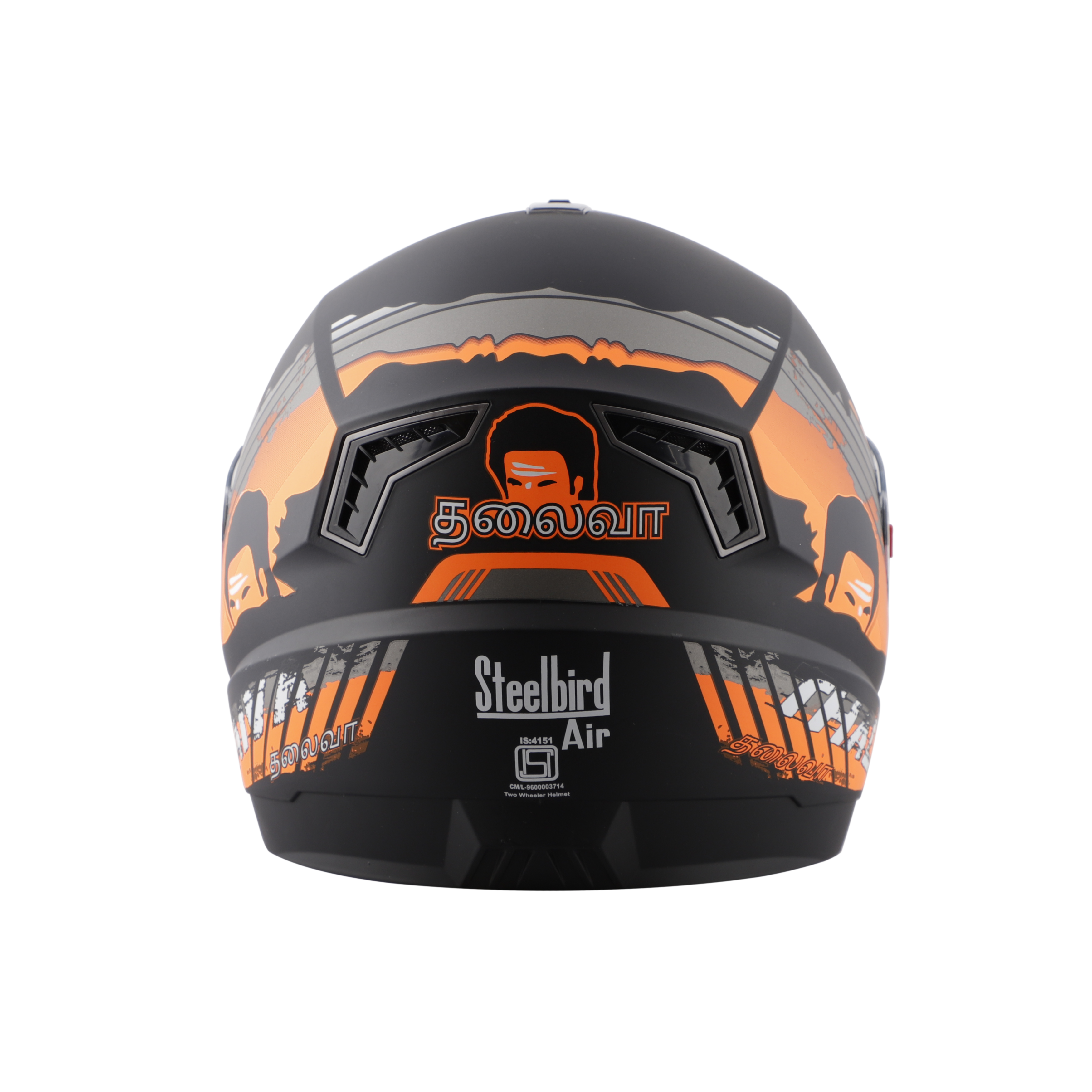 Steelbird SBA-1 Thalaiva ISI Certified Full Face Helmet (Matt Black Orange With Chrome Gold Visor)