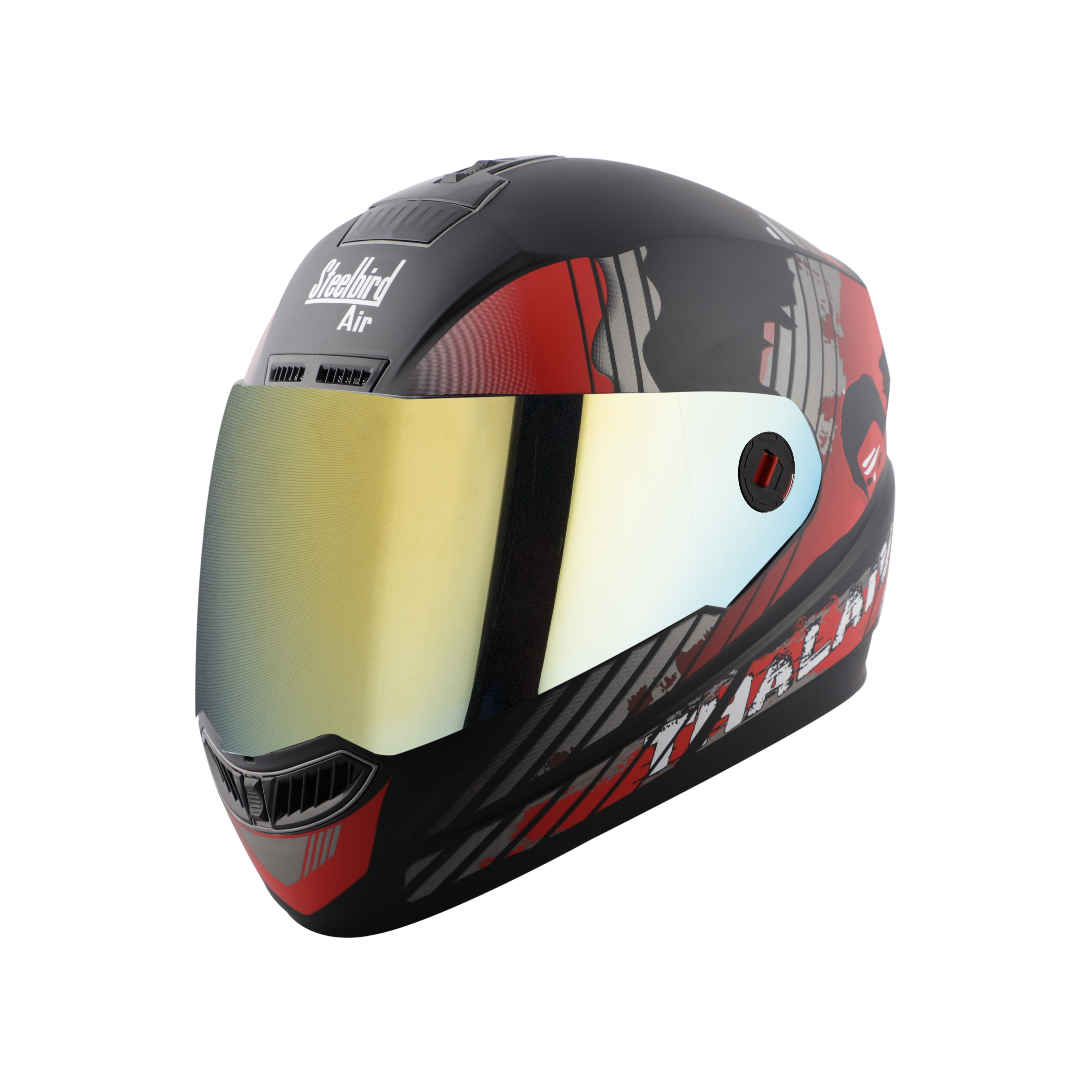 Steelbird SBA-1 Jagannath Full Face Helmet In Matt Finish (Matt Black Desert Storm With Chrome Gold Visor)