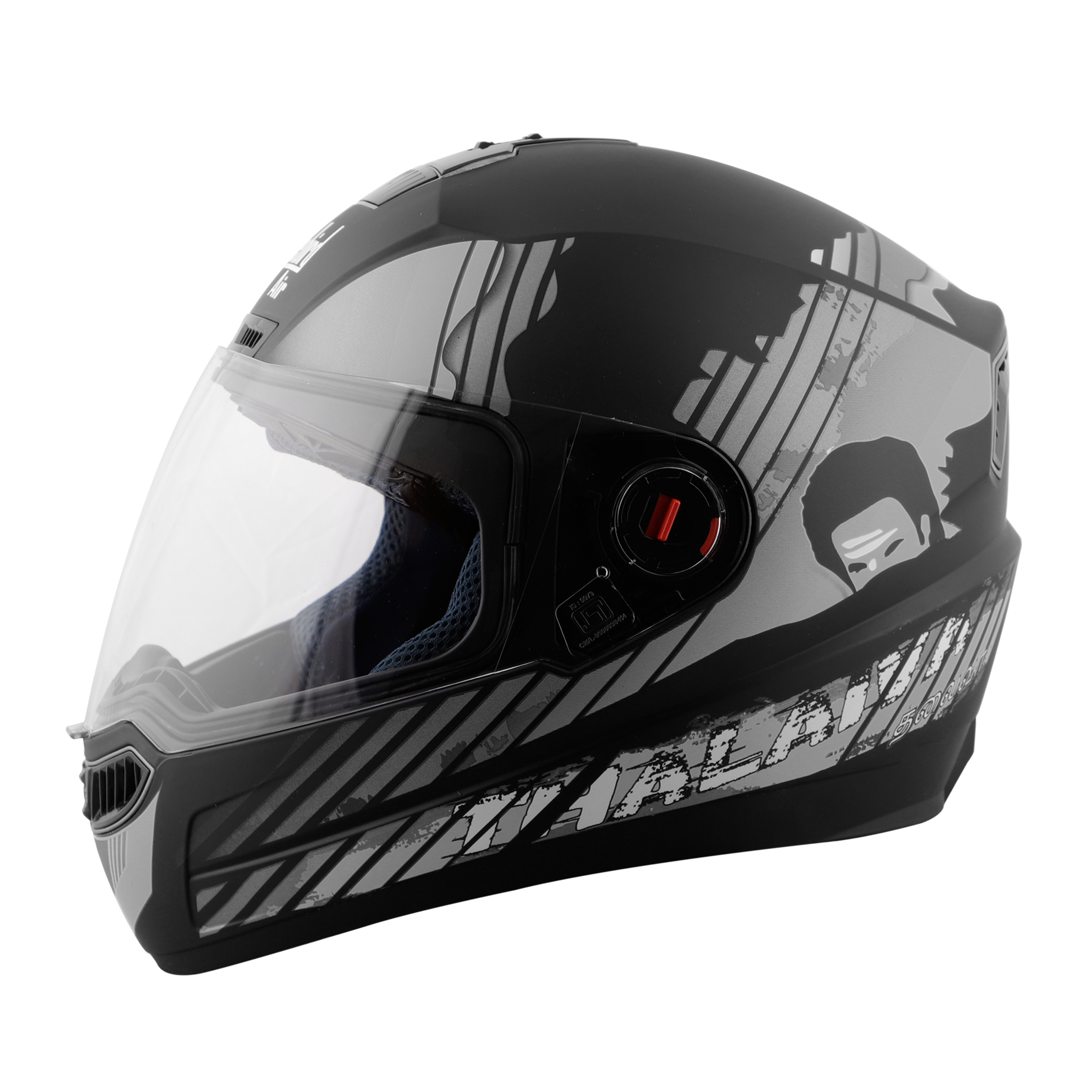 Steelbird SBA-1 Thalaiva ISI Certified Full Face Helmet (Matt Black Grey With Clear Visor)