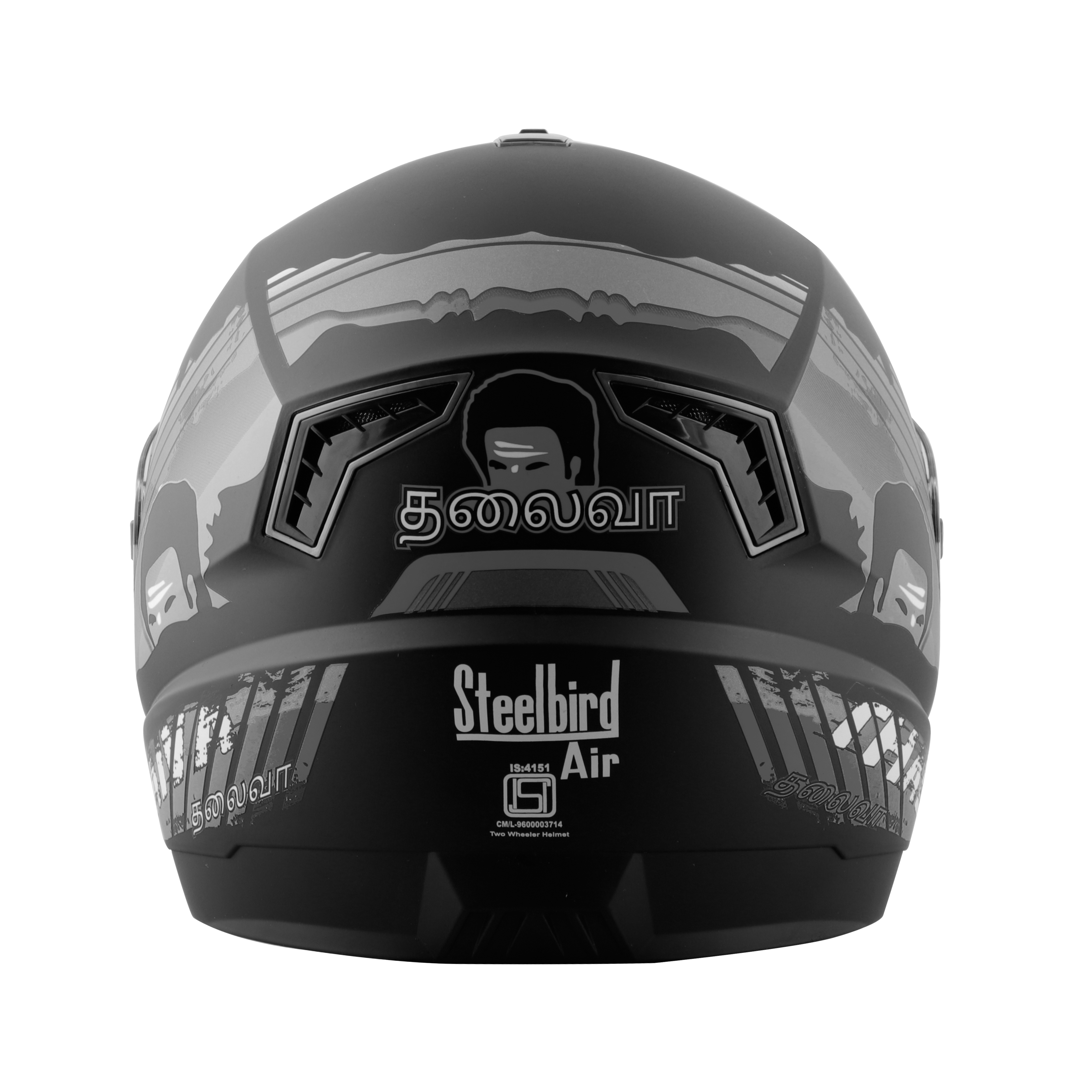 Steelbird SBA-1 Thalaiva ISI Certified Full Face Helmet (Matt Black Grey With Clear Visor)